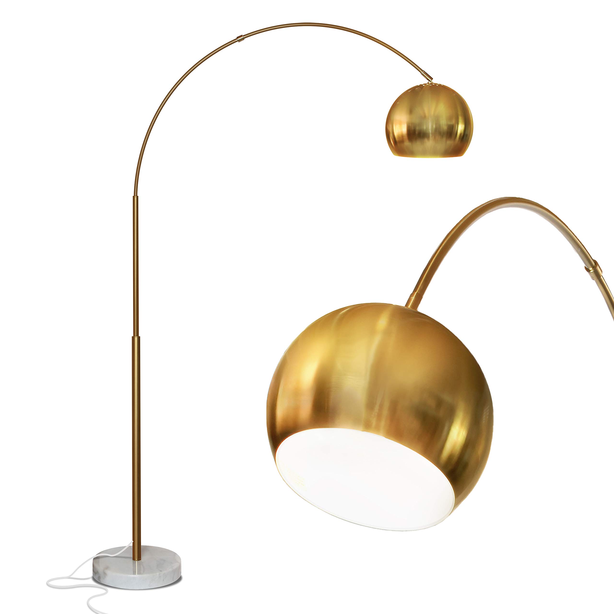 Brightech Olivia Arc Floor Lamp - Modern LED Standing Lamp for Living Room, Bedroom & Office - Adjustable Tall Lamp with Gold Finish - Perfect for Reading, Decor & Workspace Lighting