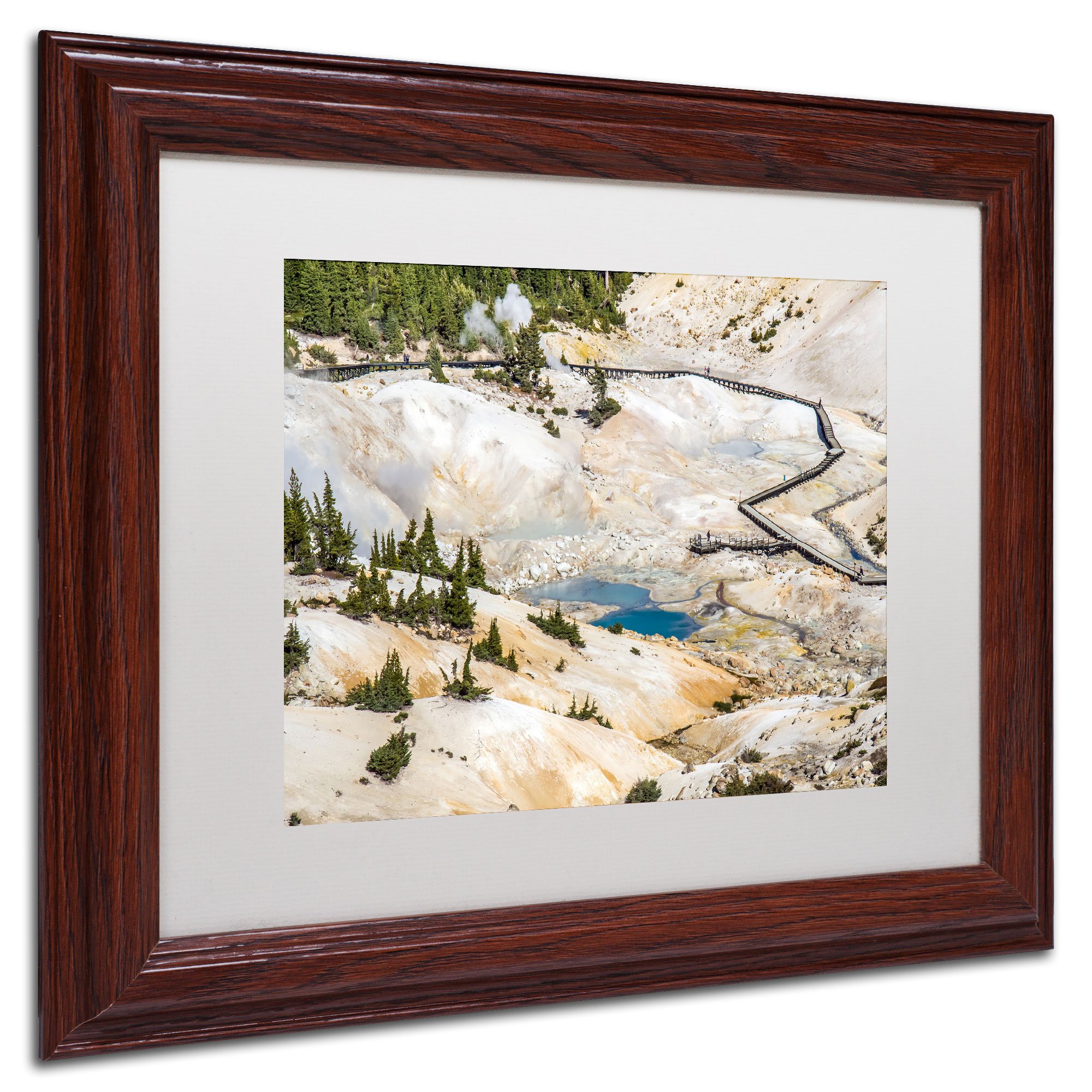 Pierre Leclerc Bumpass Hell White Matte Art Print - 11x14 Inch Framed Wall Art for Living Room, Bedroom & Office Decor | Trademark Fine Art Wood Frame