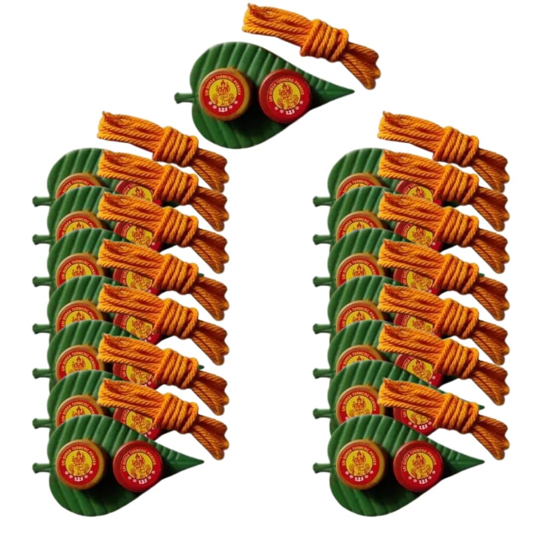 Varlakshmi Puja Return Gifts Set - Pack of 25 with Turmeric & Kumkum | Traditional Indian Tamboolam Gifts for Festivals, Weddings & Housewarming Ceremonies