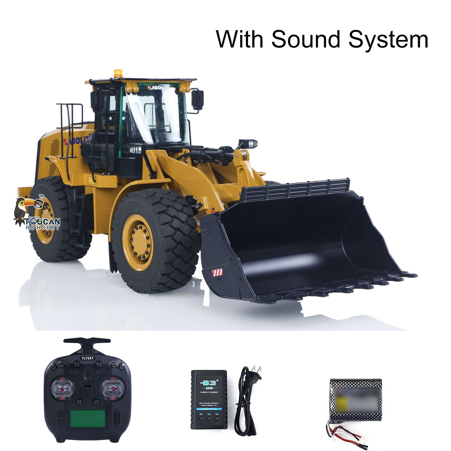 HUINA K966 KABOLITE 2.4Ghz 1/16 Scale Hydraulic RC Loader Truck with 7500mAh Battery & 8-Channel Radio Control - Realistic Construction Toy for Adults and Kids - Perfect for Backyard Digging, Construction Play, and RC Enthusiasts