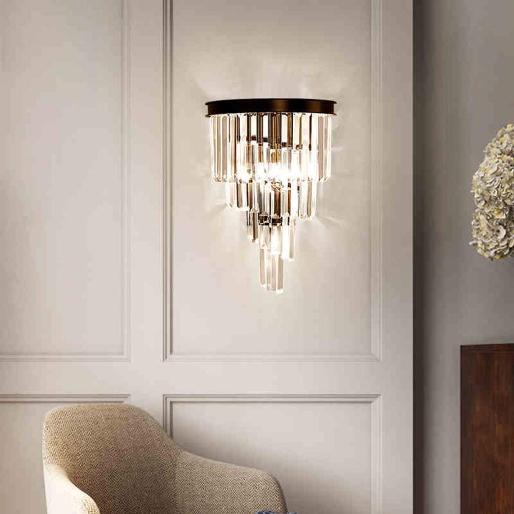 Modern Crystal Wall Sconce - 3-Tier LED Wall Lamp with Chrome Finish for Bedroom, Living Room, Hotel & Dining Room | Elegant Lighting Fixture for Hallway, Aisle & Bedside Decor