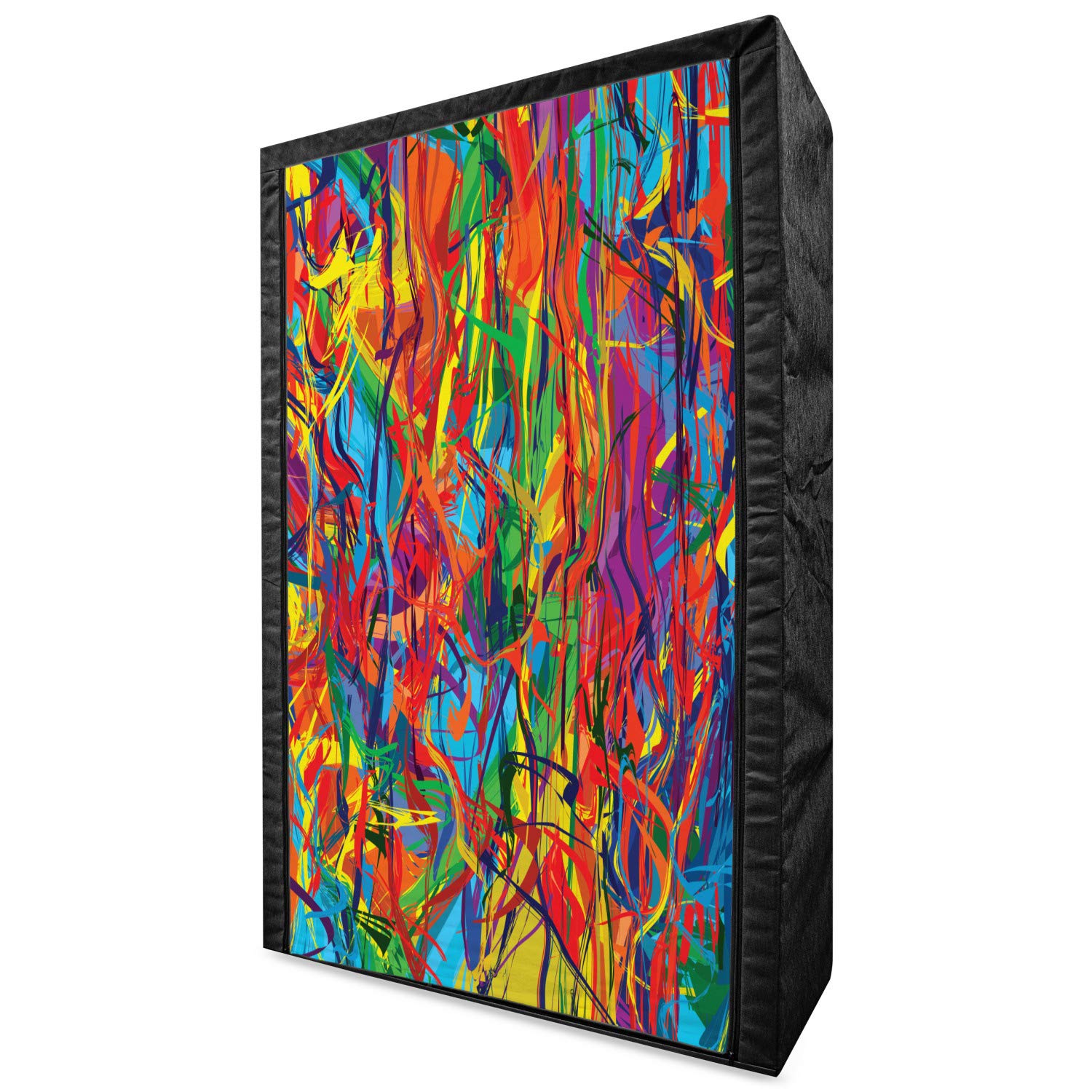Ambesonne Modern Portable Fabric Wardrobe with Shelves - 42.5 Inch Colorful Rainbow Lines Contemporary Art Design Closet Organizer | Perfect for Bedroom, Dorm, Apartment & Small Space Clothing Storage