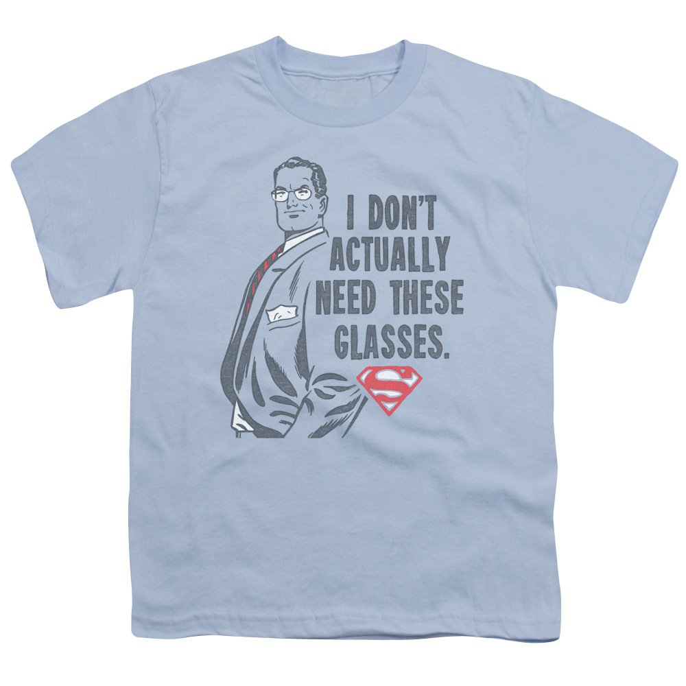 Superman Doesn't Need Glasses Unisex Youth T-Shirt | Cool Graphic Tee for Kids & Teens | Perfect for School, Parties & Superhero Fans