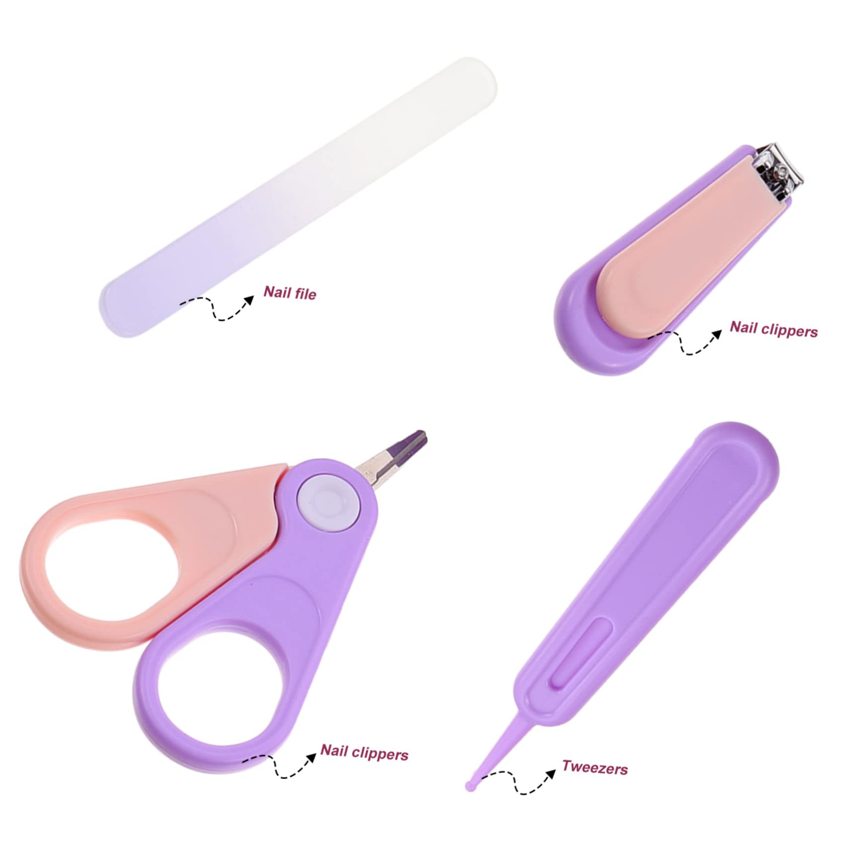 IWOWHERO 1 Set Purple Nail Scissors & Nail Art Supplies Kit for Newborn Baby Fingernails - Perfect for Home Manicures & Newborn Care