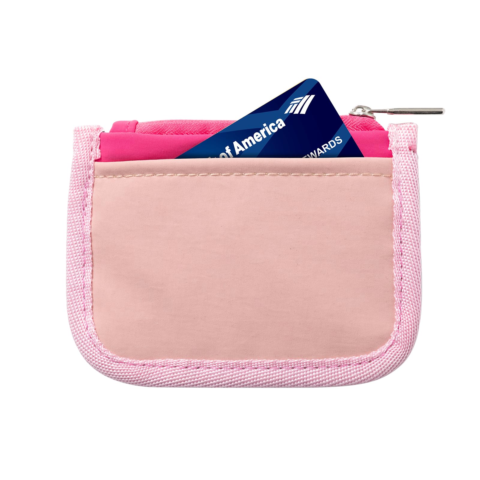 Slim RFID Blocking Minimalist Wallet for Men & Women - Zippered Front & Back with 4 Card Pockets - Compact Credit Card Holder (Pink) | Perfect for Travel, Everyday Use & Contactless Payment Protection