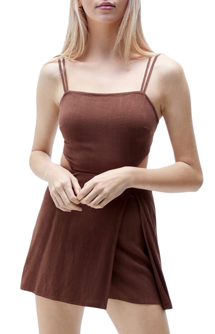 LA Hearts Women's Tie Back Linen Mini Skort Dress - Summer Casual Skirt Shorts Hybrid for Beach, Vacation & Date Night Outfits