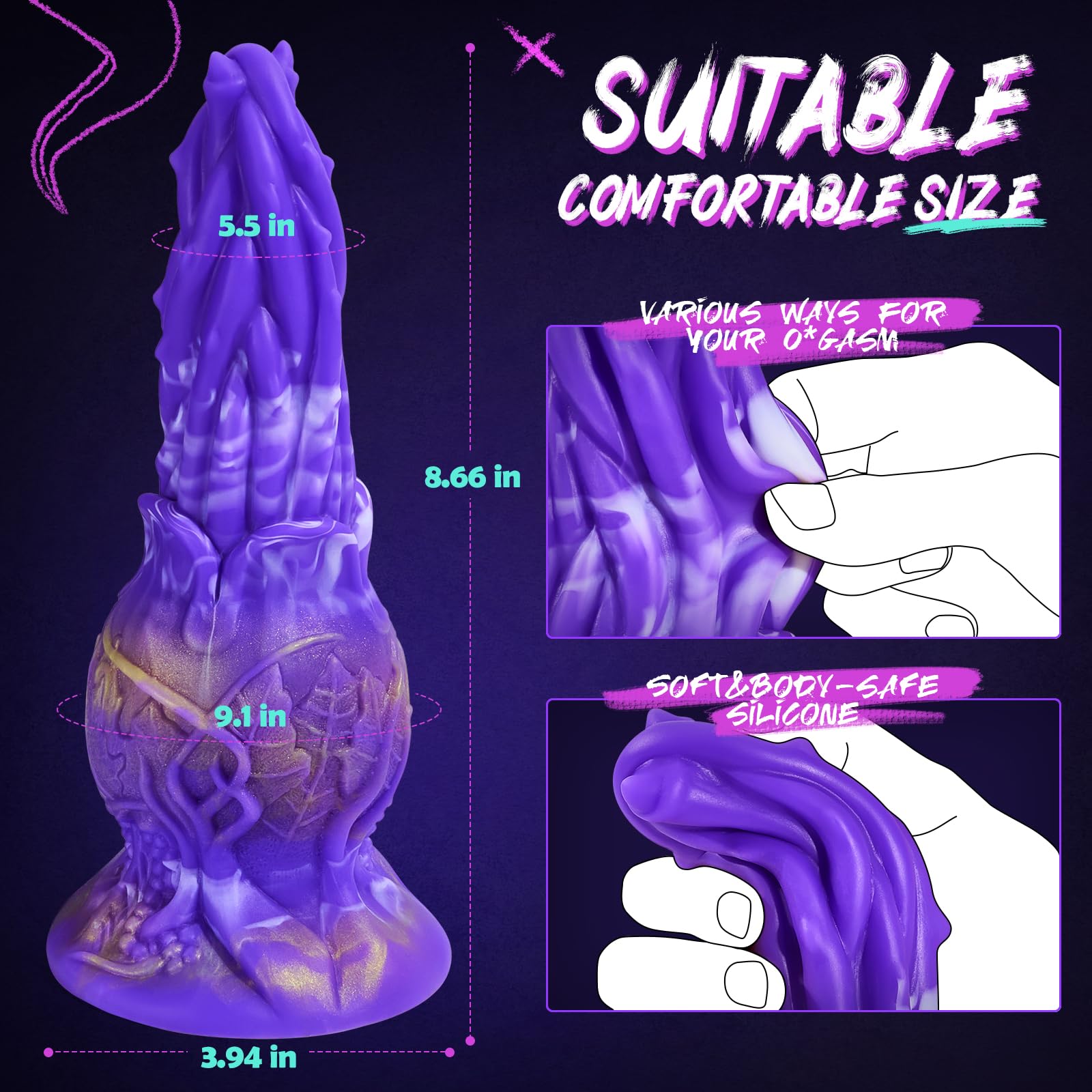 Monster G-Spot Octopus Dildo - 7 Thrusting & Vibrating Modes, 8.66 Inch Remote Control Fantasy Sex Toy with Suction Cup for Women & Couples - Perfect for Solo Play, Couples Exploration & Fantasy Fulfillment