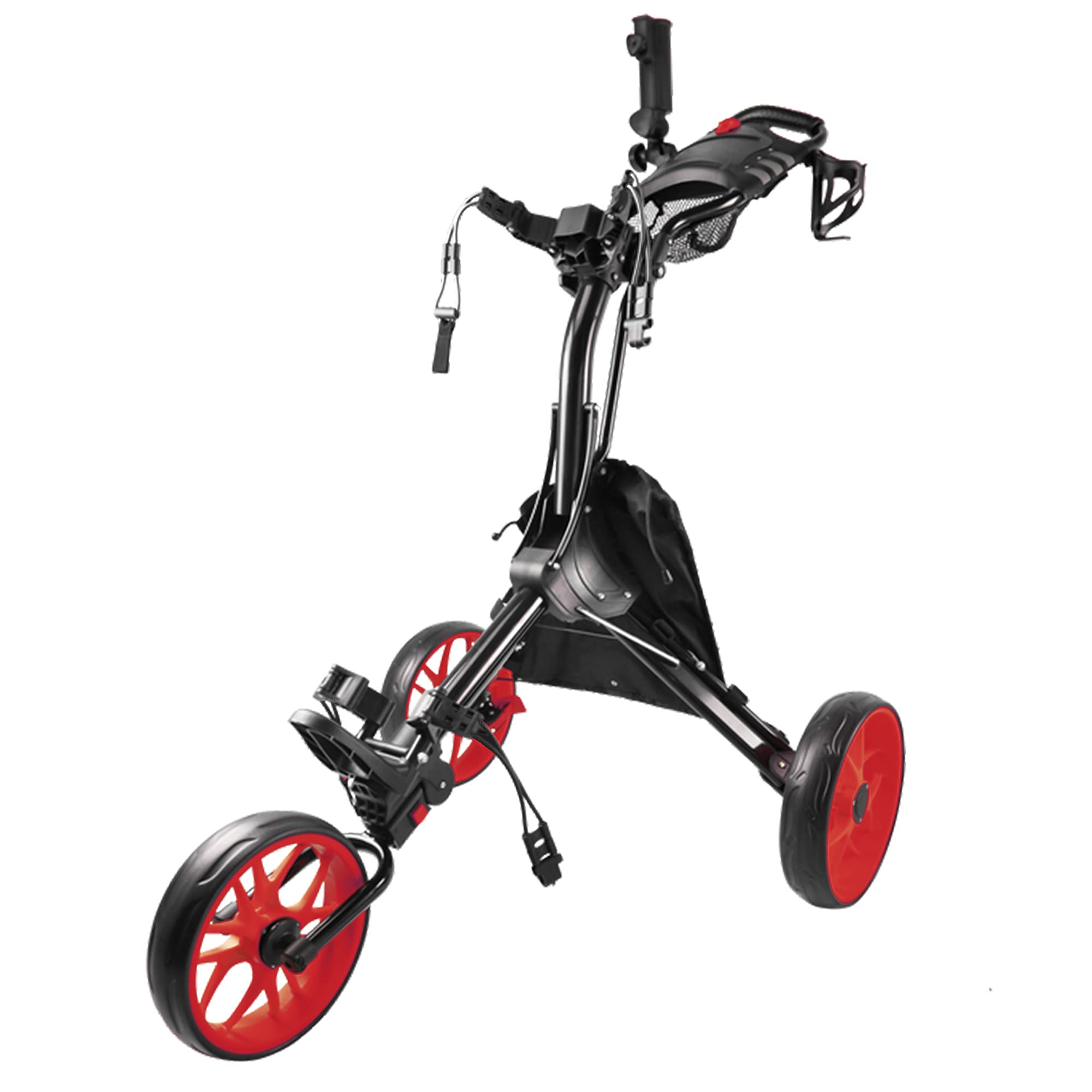 BOBOPRO 3 Wheel Lightweight Folding Golf Push Cart - Portable Golf Pull Cart for Clubs & Bags - Adjustable Handle for Men, Women & Kids - Perfect for Practice, Tournaments & Course Rounds