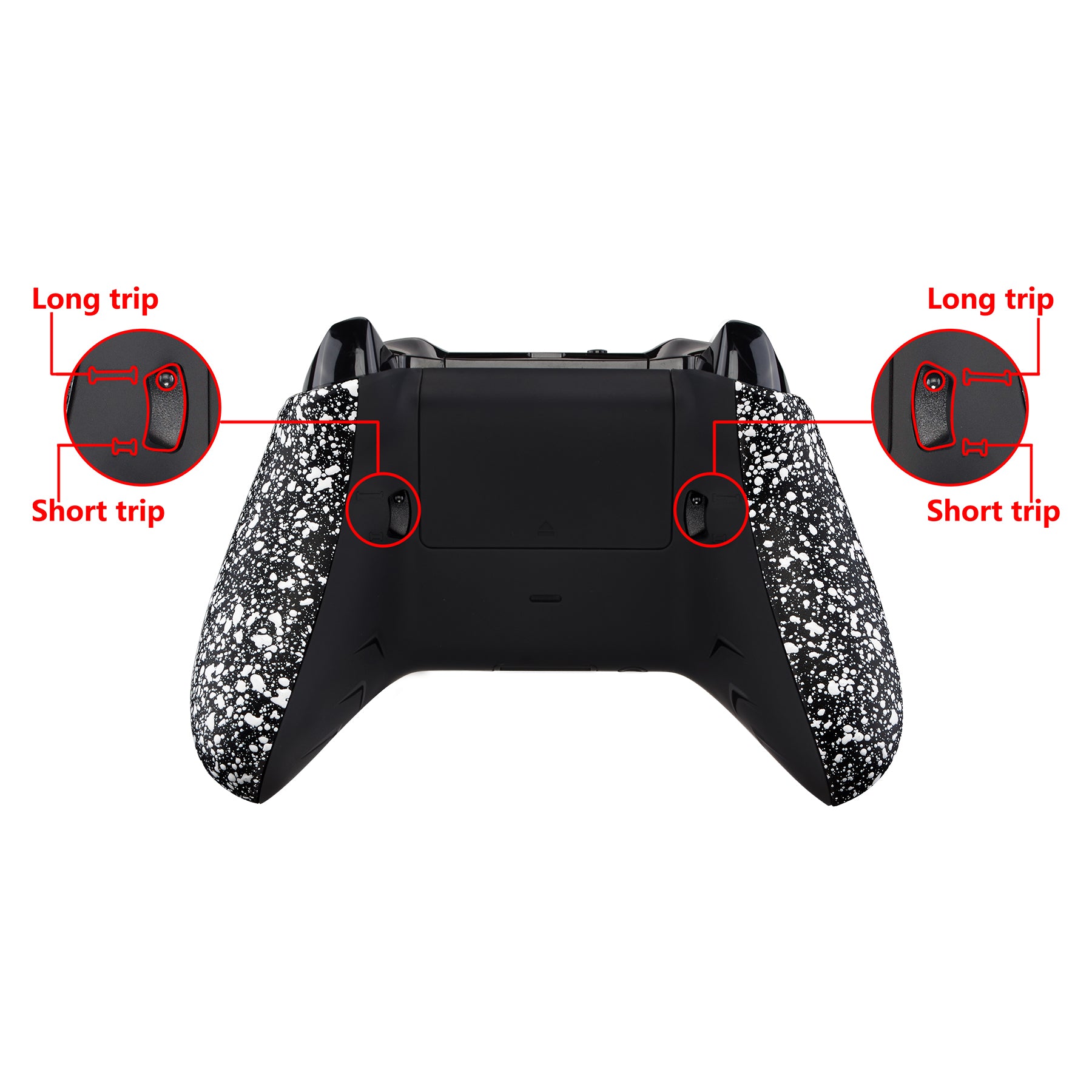 ExtremeRate Textured White Back Shell & Grip Kit with FlashShot Trigger Stops for Xbox One S/X Controller Model 1708 - Enhanced Gaming Comfort & Precision for FPS, Racing & Competitive Play