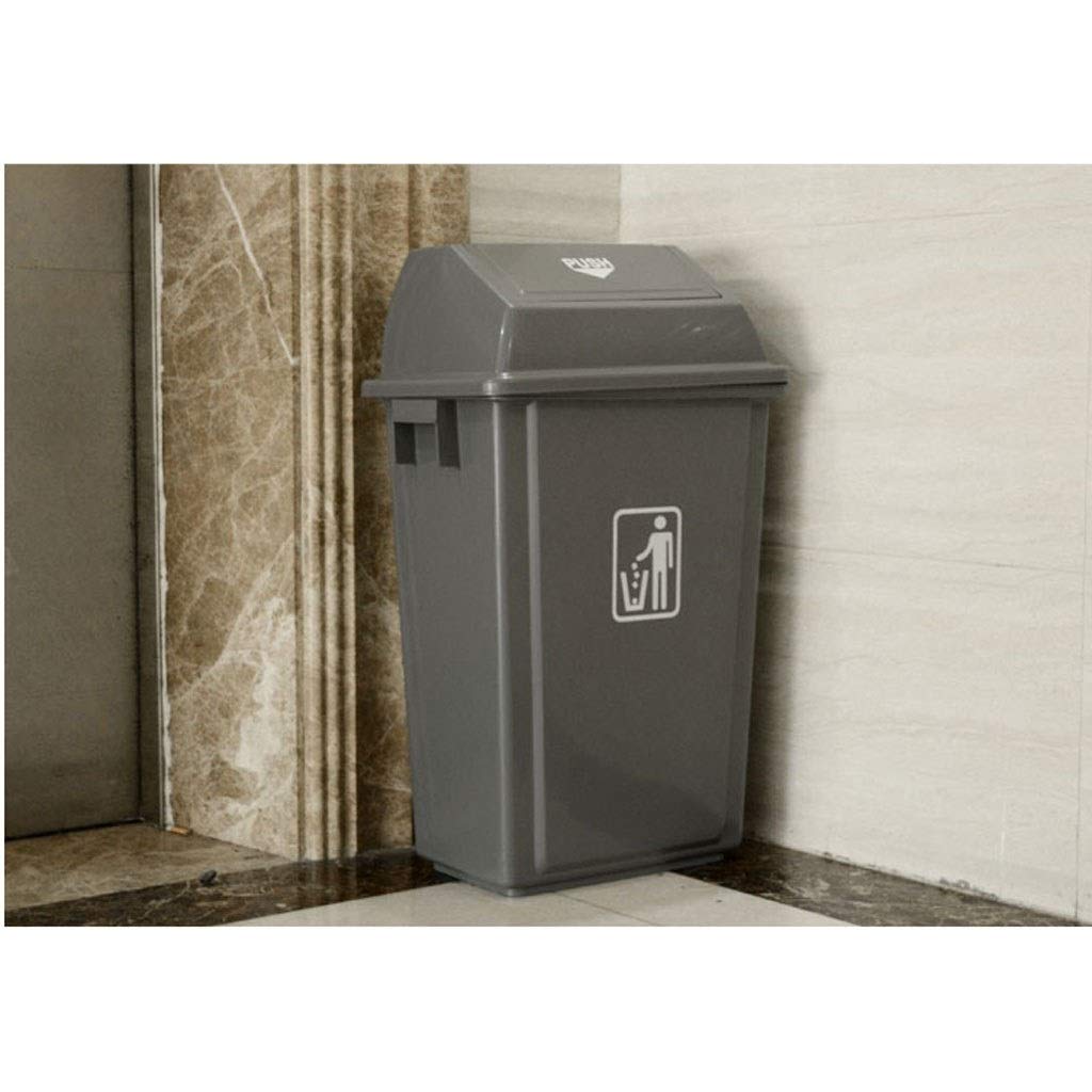23L Gray Plastic Trash Can with Lid - Indoor/Outdoor Garbage Bin for Home, Office, Hotel, Mall & Community - Waste Segregation & Recycling Solution