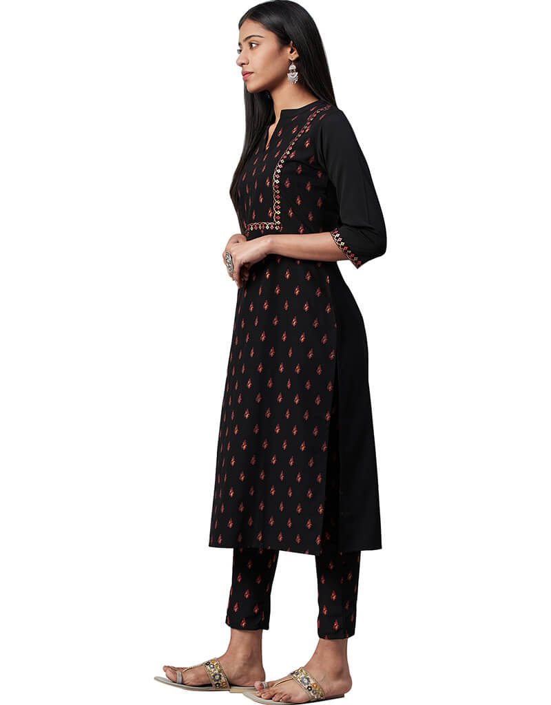 Elegant Black Crepe Pant Kurti for Women - Stylish Indian Ethnic Wear for Parties, Weddings & Festivals