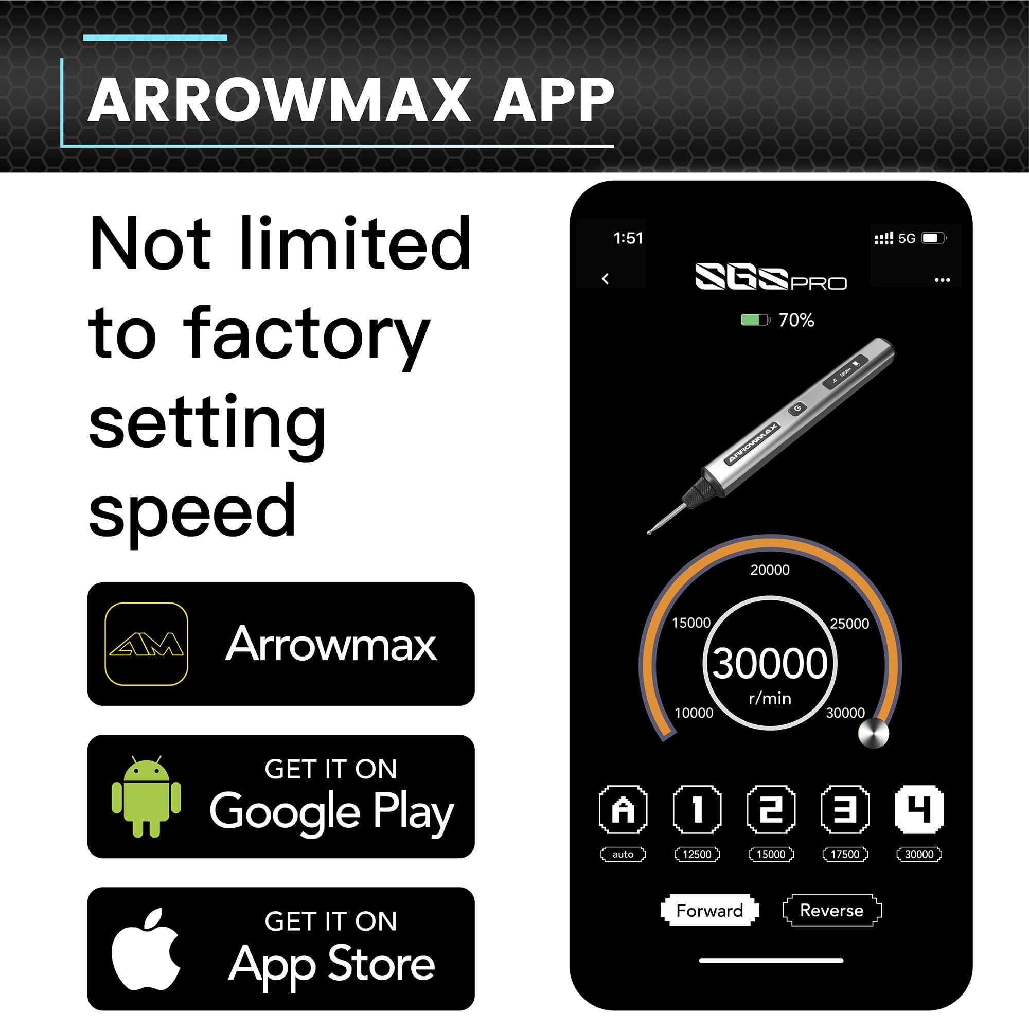 AM ARROWMAX Mini Engraving Pen - Professional Rotary Tool Kit with 42 Bits & Smart Motion Control | OLED Display & APP Connectivity | Includes Aluminum Case, Magnetic Charger & Tool Bag | Perfect for Jewelry Making, Wood Carving, Glass Engraving & DIY Crafts (SGS PRO Plus) | Ideal for Home Projects, Artisan Gifts & Professional Jewelry Design