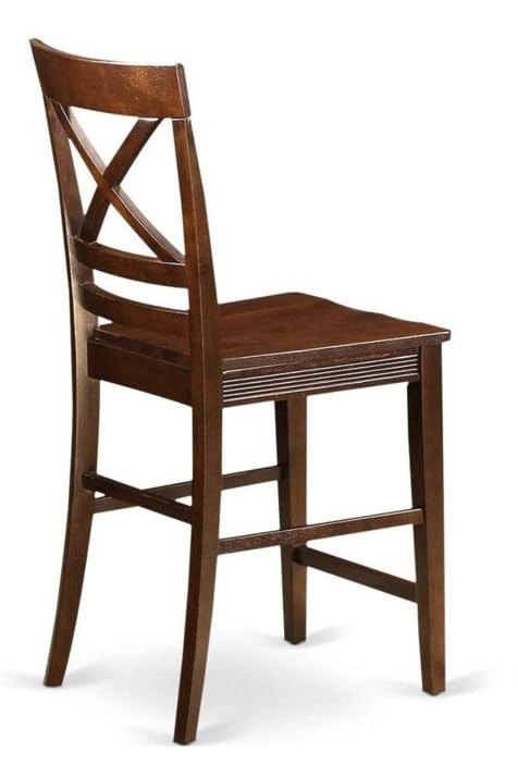 East West Furniture Quincy Counter Barstool - Set of 2 Mahogany Wooden Pub Height Bar Stools for Kitchen Island, Breakfast Nook & Home Bar Decor