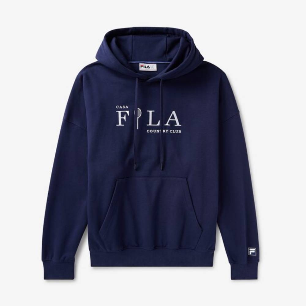 Fila Unisex Country Club Hoodie - Navy Blue Pullover Sweatshirt for Men & Women | Casual Wear, Gym, Lounge, Street Fashion