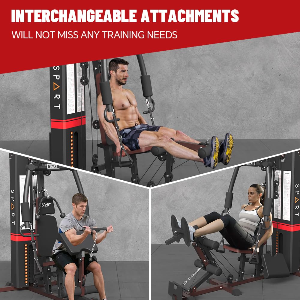 Multifunctional Home Gym Station with 150LBS Weight Stack - Full Body Strength Training Equipment for Leg Press, Lat Pulldown & Chest Press | Perfect for Home Workouts, Strength Building & Fitness Enthusiasts