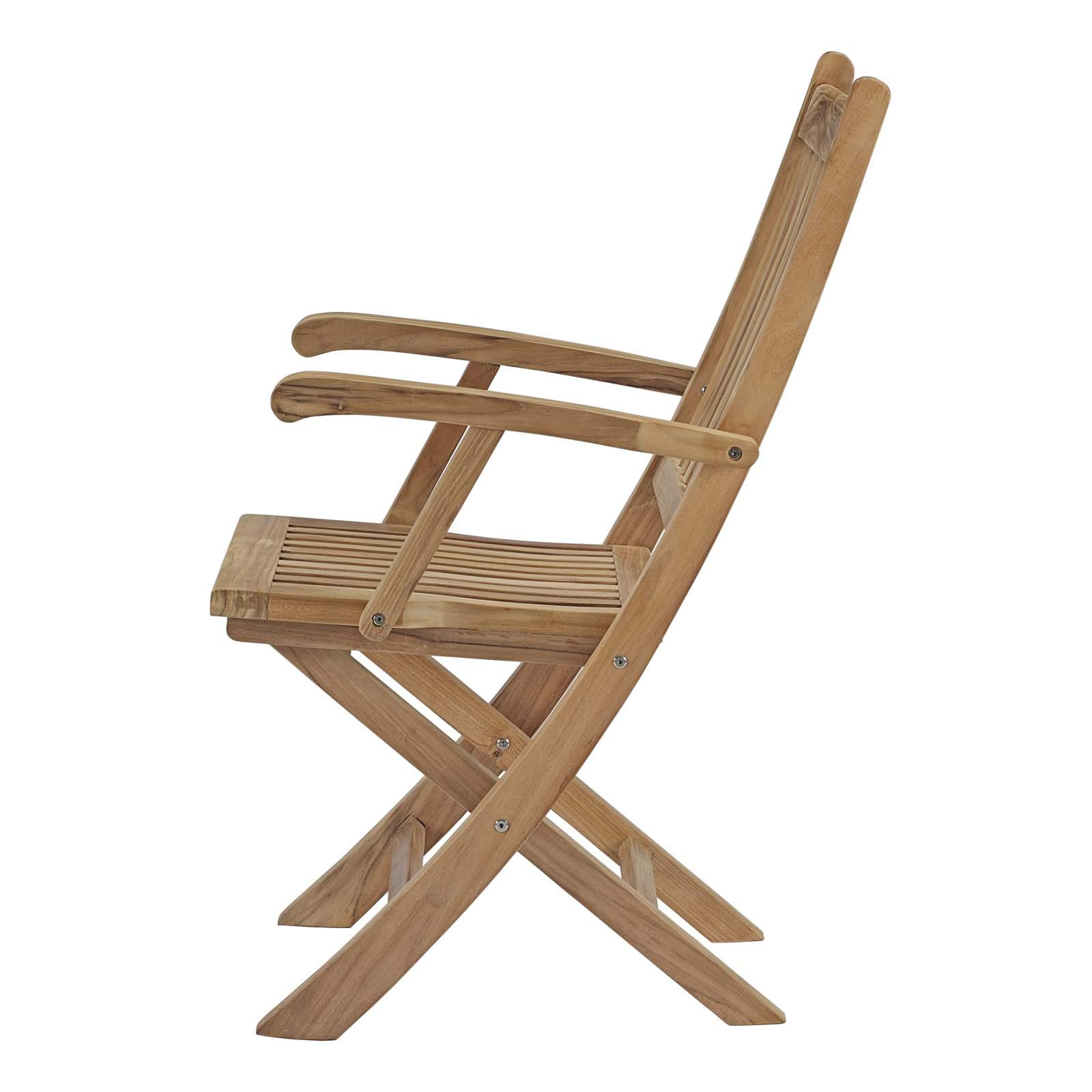 Modern Contemporary Outdoor Patio Dining Set - Wooden Balcony Garden Side Table & Chairs (Natural Finish) - Perfect for Backyard, Poolside & Small Space Entertaining