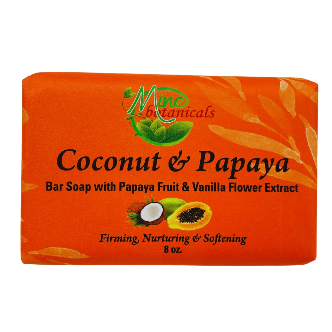 Organic Coconut & Papaya Bar Soap for Glowing Skin - Natural Exfoliating & Moisturizing Body Soap - Perfect for Dry Skin, Sensitive Skin & Daily Skincare Routine