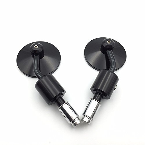 HTTMT MT425 CNC Black Motorcycle Handle Bar End Round Mirrors - 7/8
