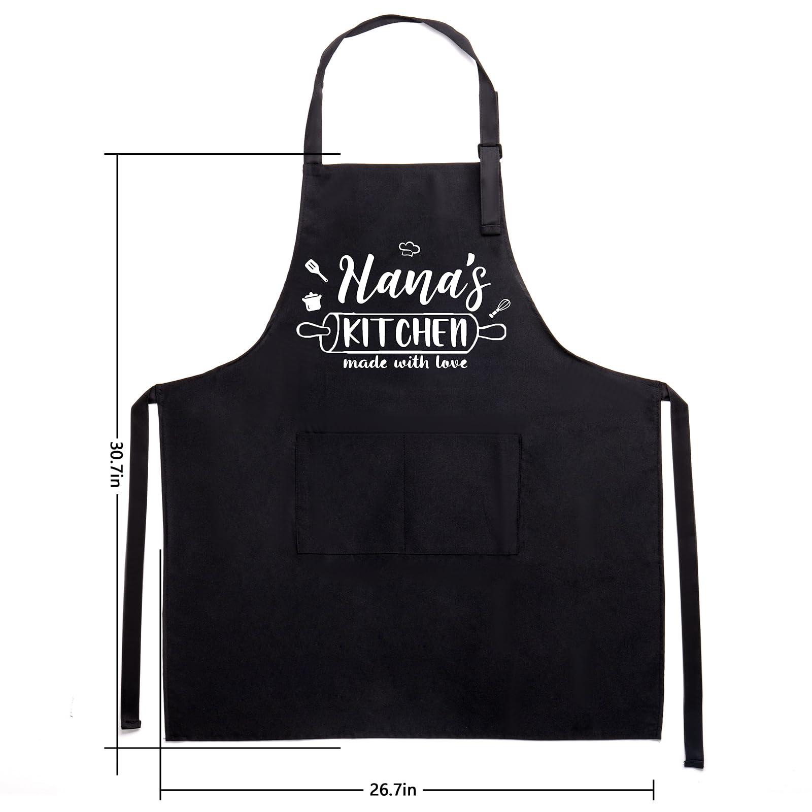 Premium Bamboo Kitchen Utensil Set with Wooden Spoons & Cooking Apron - Thoughtful Christmas & Mother's Day Gift for Grandma, Nana & Women - Ideal for Home Cooking, Baking & Family Gatherings