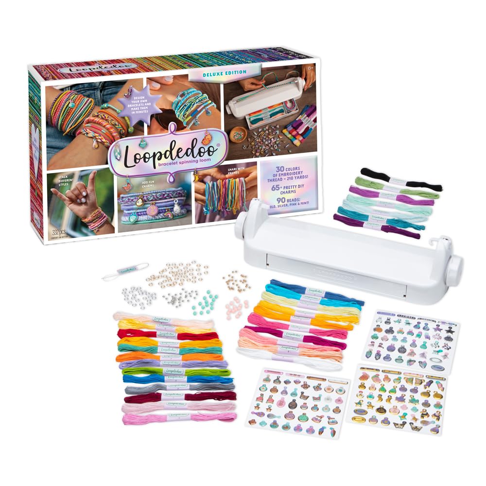 Loopdedoo Deluxe DIY Friendship Bracelet Maker Kit - Create Custom Bracelets in Minutes for Birthdays, Friendship Gifts & Parties - Award-Winning Craft Kit for Kids Ages 8+ - Perfect for Sleepovers, Summer Camps & Creative Play