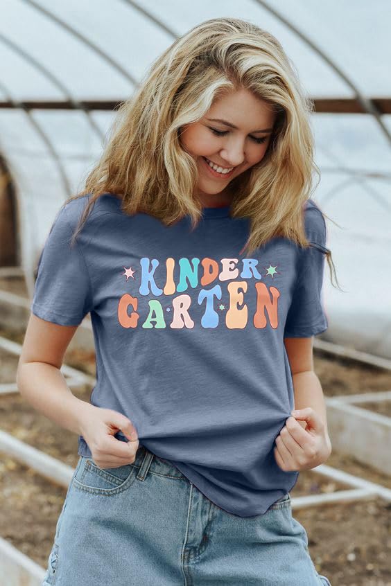 Kindergarten Teacher Graphic T-Shirt for Women - Cute Teaching Tee with Short Sleeves - Perfect Teacher Appreciation Gift for Classroom, School Events & Casual Wear
