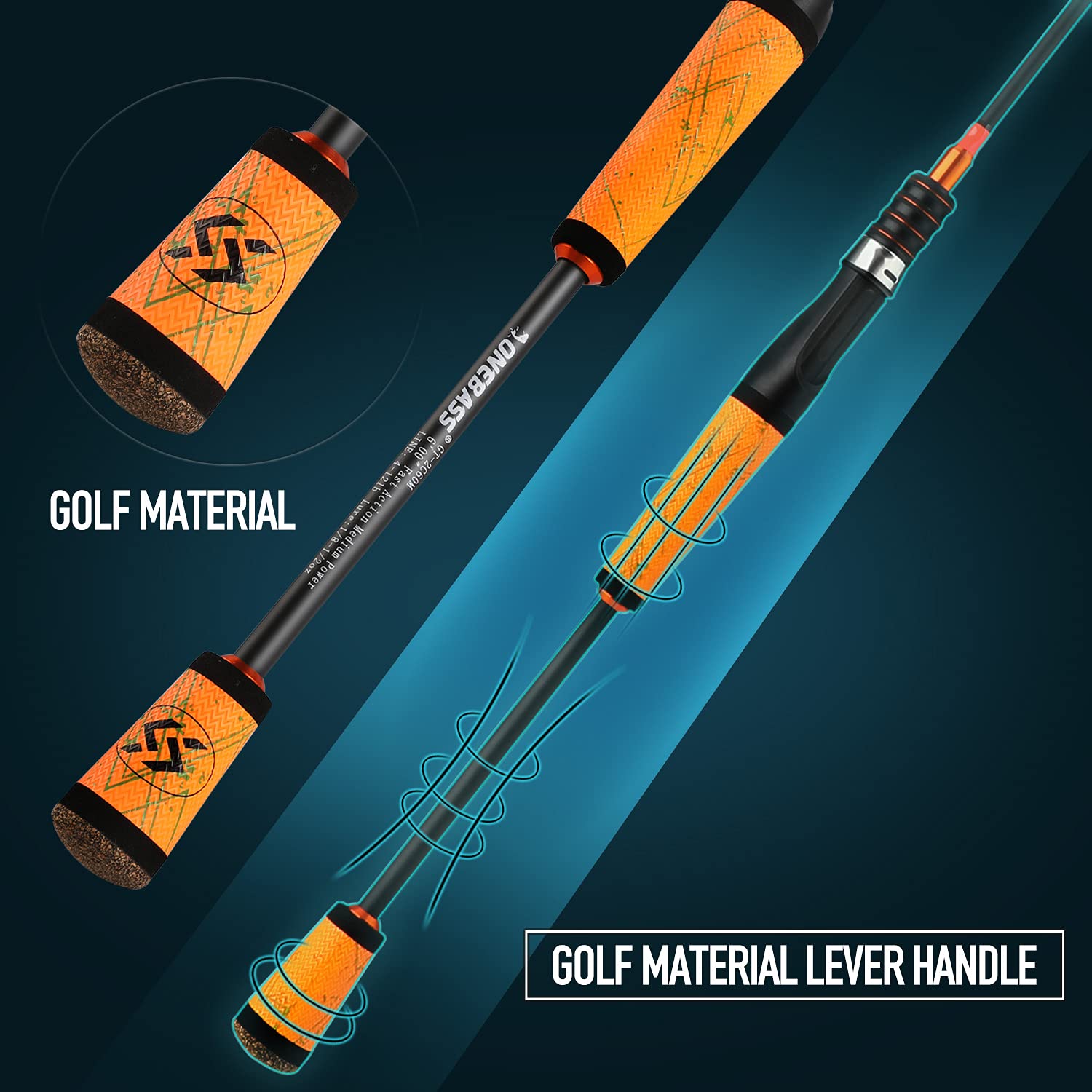 24-Ton Carbon Fiber Bass Fishing Rod - 2-Piece Casting & Spinning Rod with SuperPolymer Handle | Freshwater & Saltwater Fishing Gear for Bass, Trout, Walleye | Perfect for Shore Fishing, Boat Angling & Tournament Use