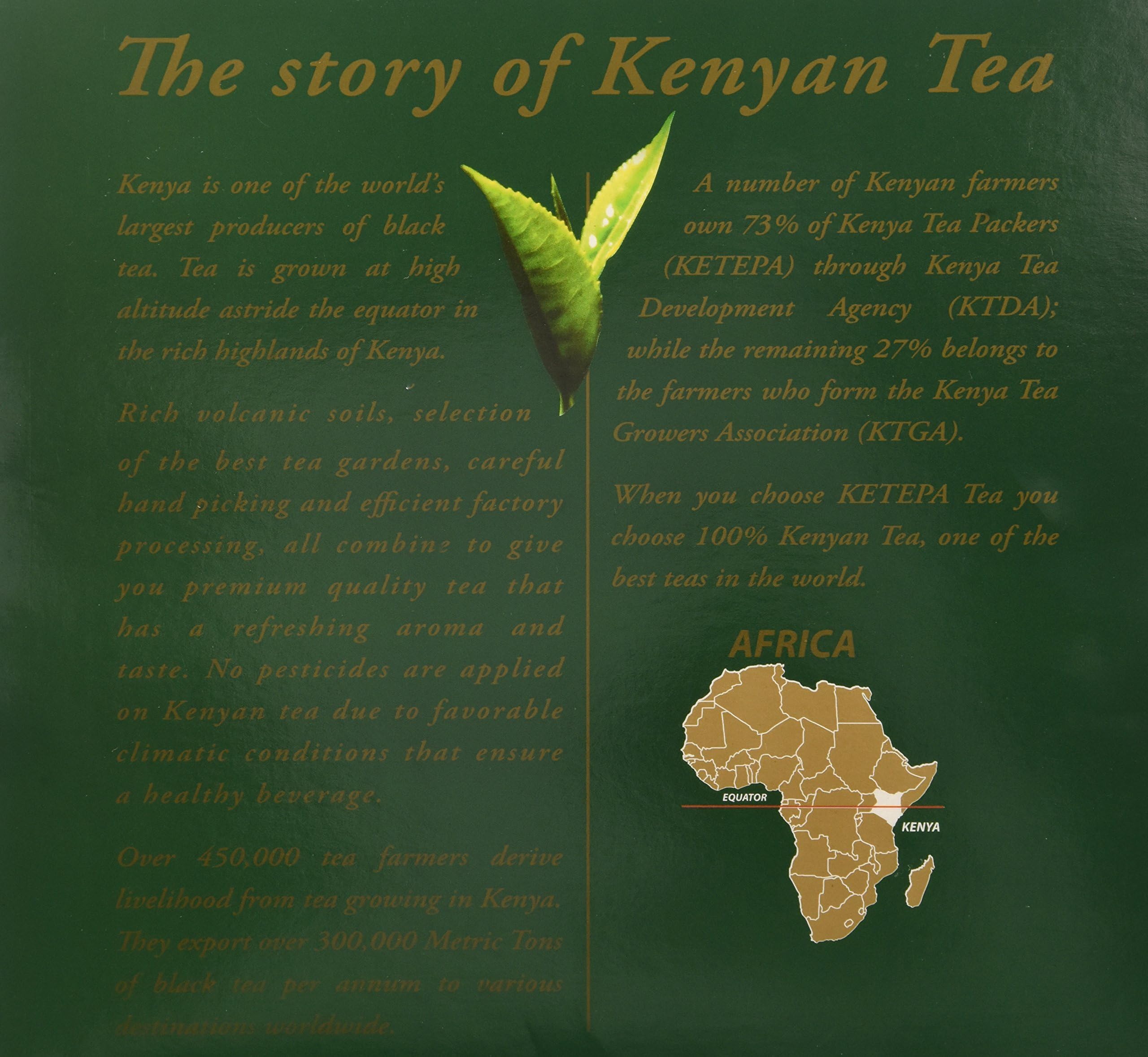 Premium Safari Pure Kenya Tea - 100 Enveloped Tea Bags for Daily Relaxation & Wellness | Black Tea for Morning Boost & Afternoon Break