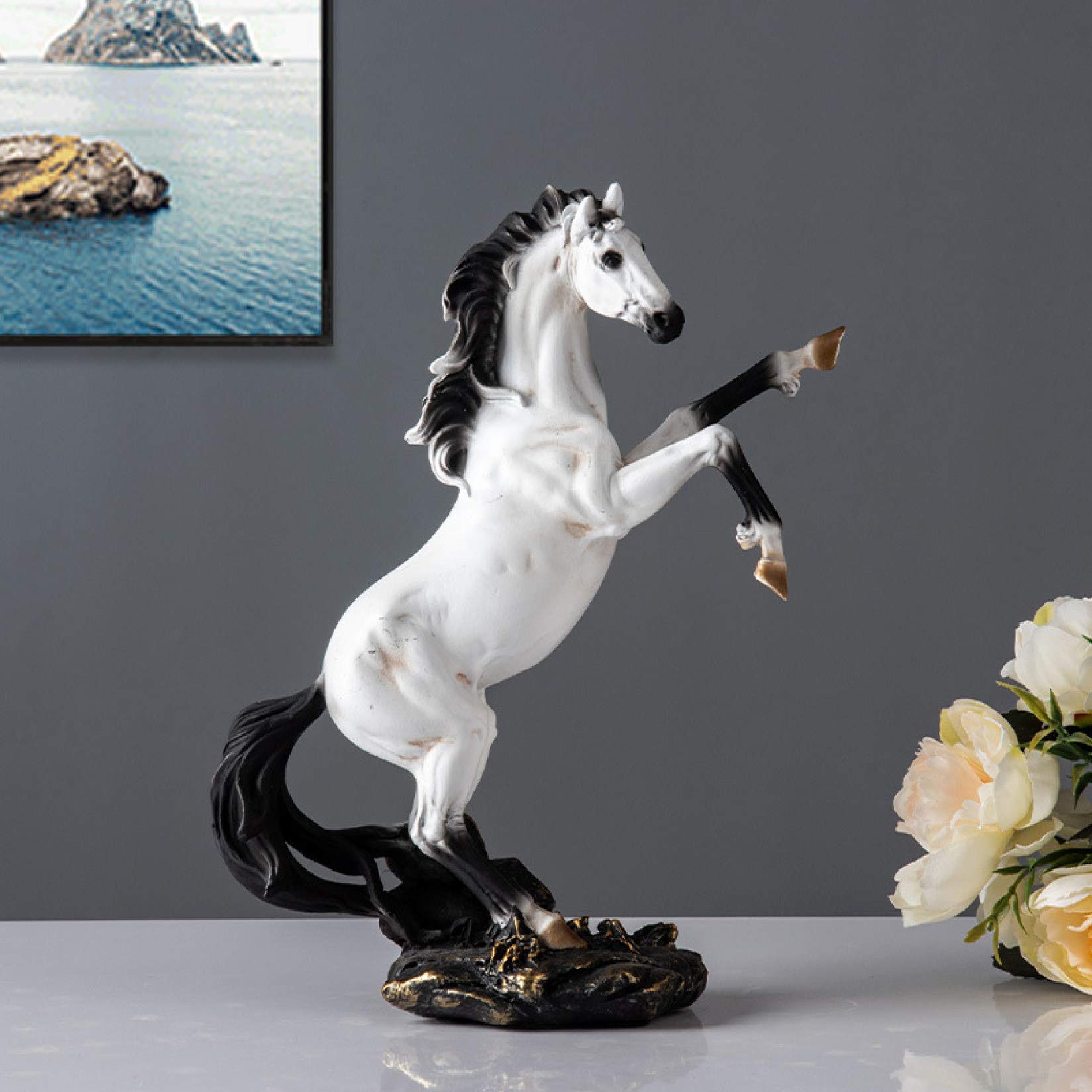 KKONION Resin Horse Figurine - Adorable Animal Statue Home Decor, Wedding Gift Idea, Bookshelf & Tabletop Decoration | Perfect for Farmhouse Decor, Baby Shower Presents & Office Desk Accessories