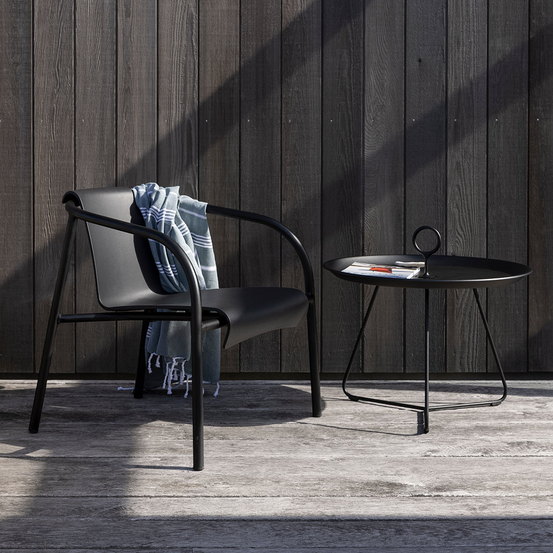 Sturdy Eyelet Outdoor Tray Table - Portable Side Table for Patio, Garden, Pool & Camping - Perfect for Drinks, Snacks & Decor