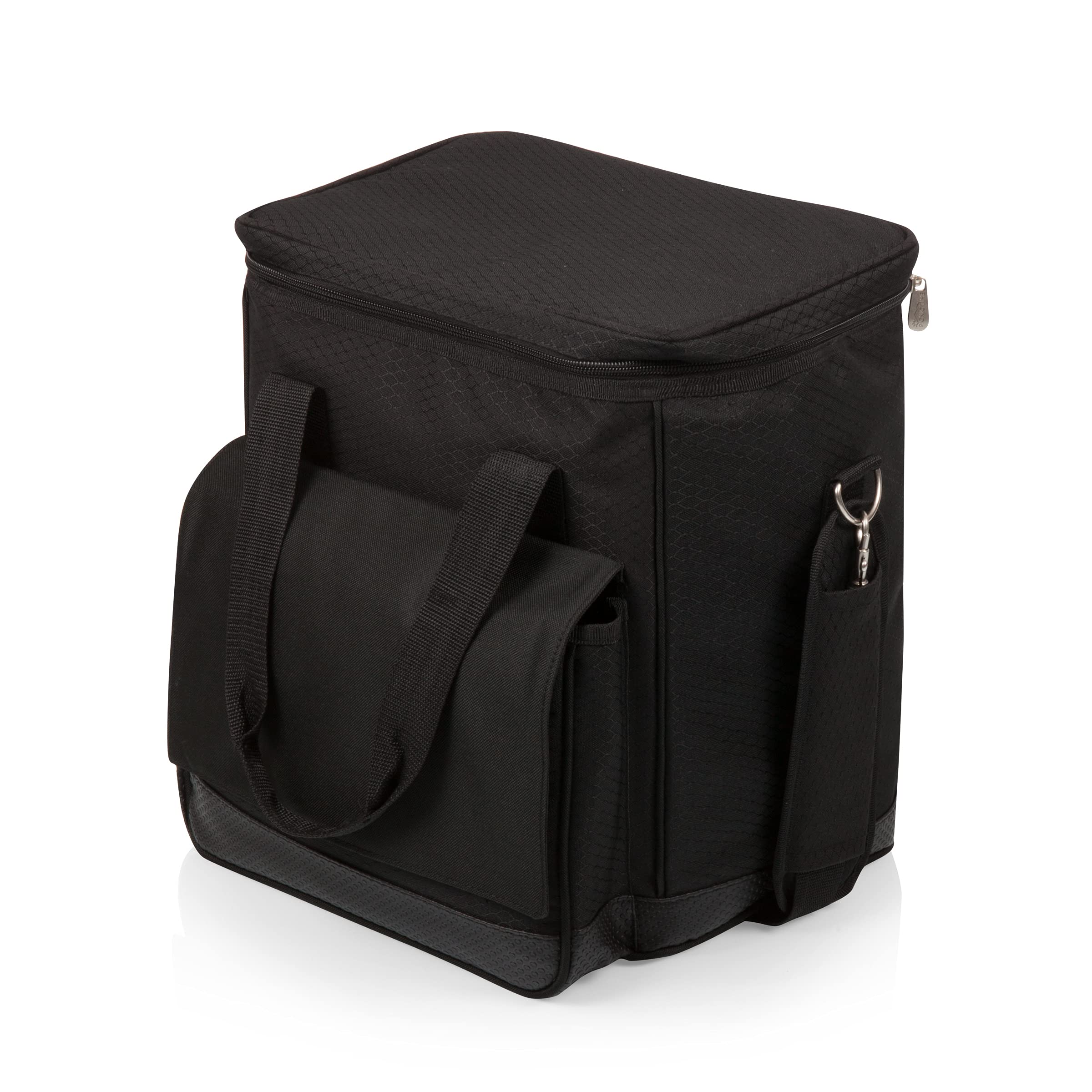 PICNIC TIME Cellar 6-Bottle Insulated Wine Carrier & Cooler Tote - Portable Water-Resistant Travel Cooler Bag for Picnics, Beach, Camping & Outdoor Events (Black with Gray Accents)
