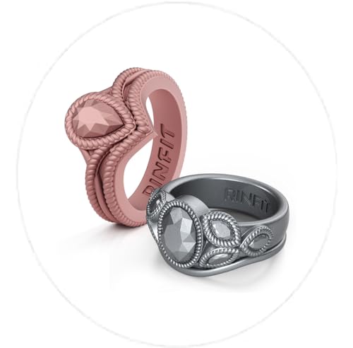 Pack H - 2 Rings Pear & Oval - Rose Gold & Silver