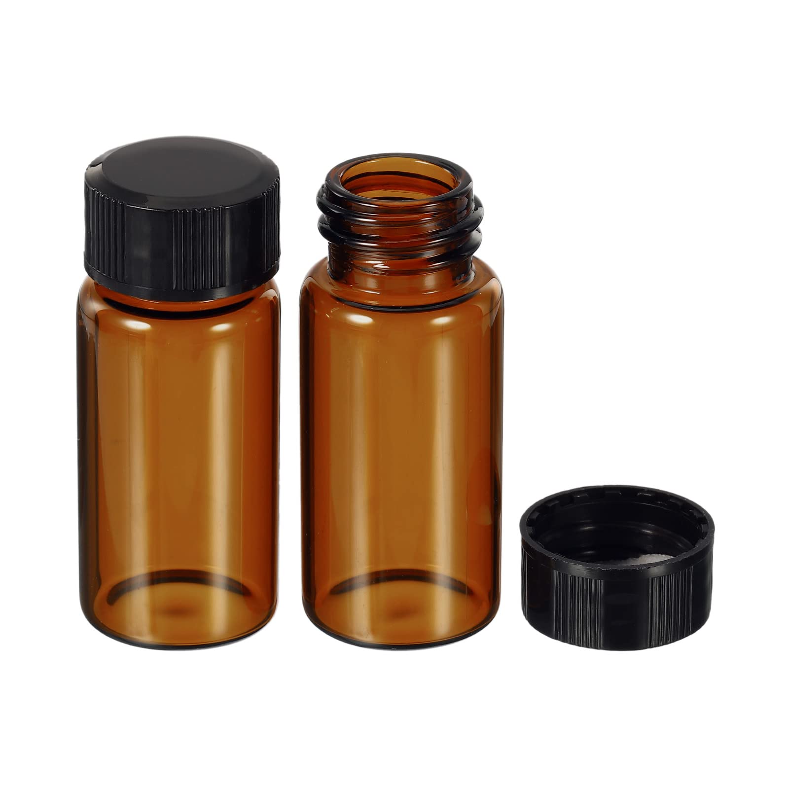 PATIKIL 10mL Reagent Media Bottles - 12 Pack Round Glass Storage Bottles with Plastic Screw Caps for Lab & Home Use - Ideal for Chemical Storage, DIY Projects & Scientific Experiments (Brown)