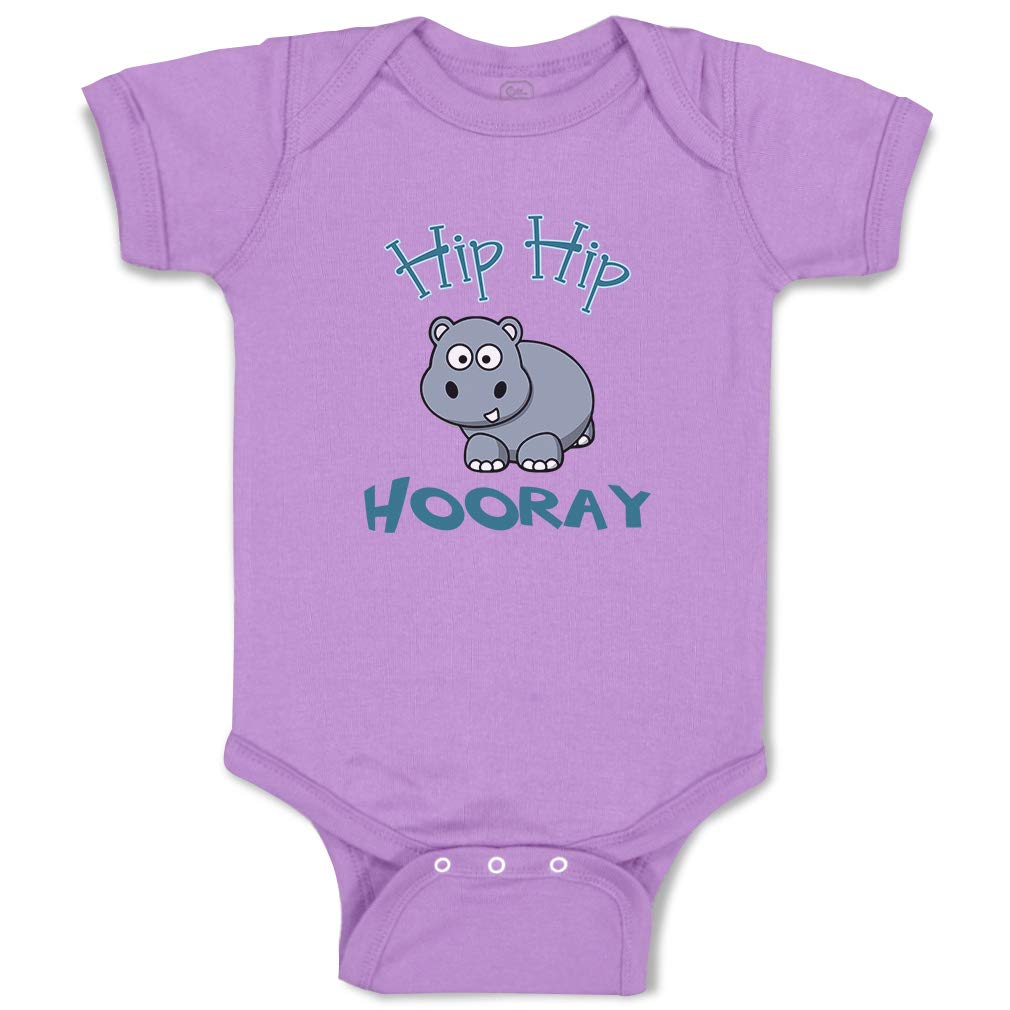 Custom Baby Bodysuit - Adorable Hippo & Hip Hooray Design - Soft White Cotton Infant Onesie for Boys & Girls | Perfect for Newborn Photoshoots, Birthday Parties & Everyday Wear