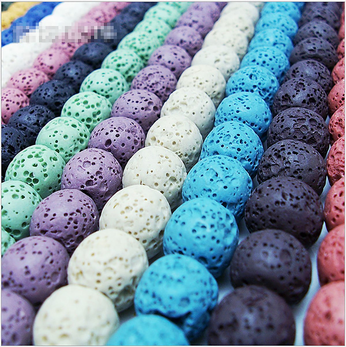 Smooth Colored Lava Stone Beads 8mm - Natural Volcanic Gemstone for DIY Jewelry Making, Necklace & Bracelet Crafting (Light Blue) - Perfect for Boho, Hippie & Handmade Jewelry Designs