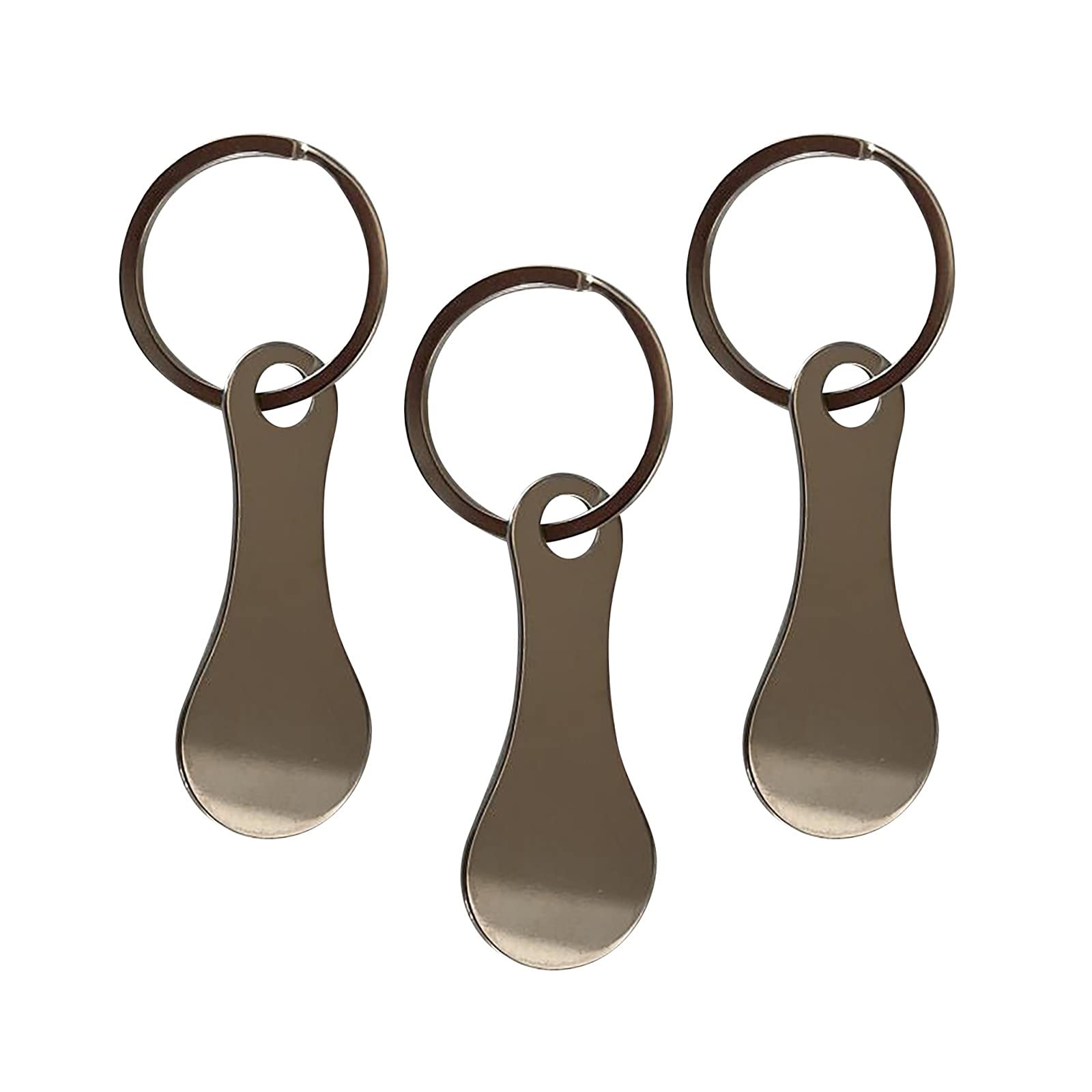 Stainless Steel Key Ring & Shopping Cart Token Holder - Silver Keychain Hook for DIY, Trolley Coins & Decorative Use (3-Pack) - Perfect for Grocery Shopping, Key Organization & Gift Giving