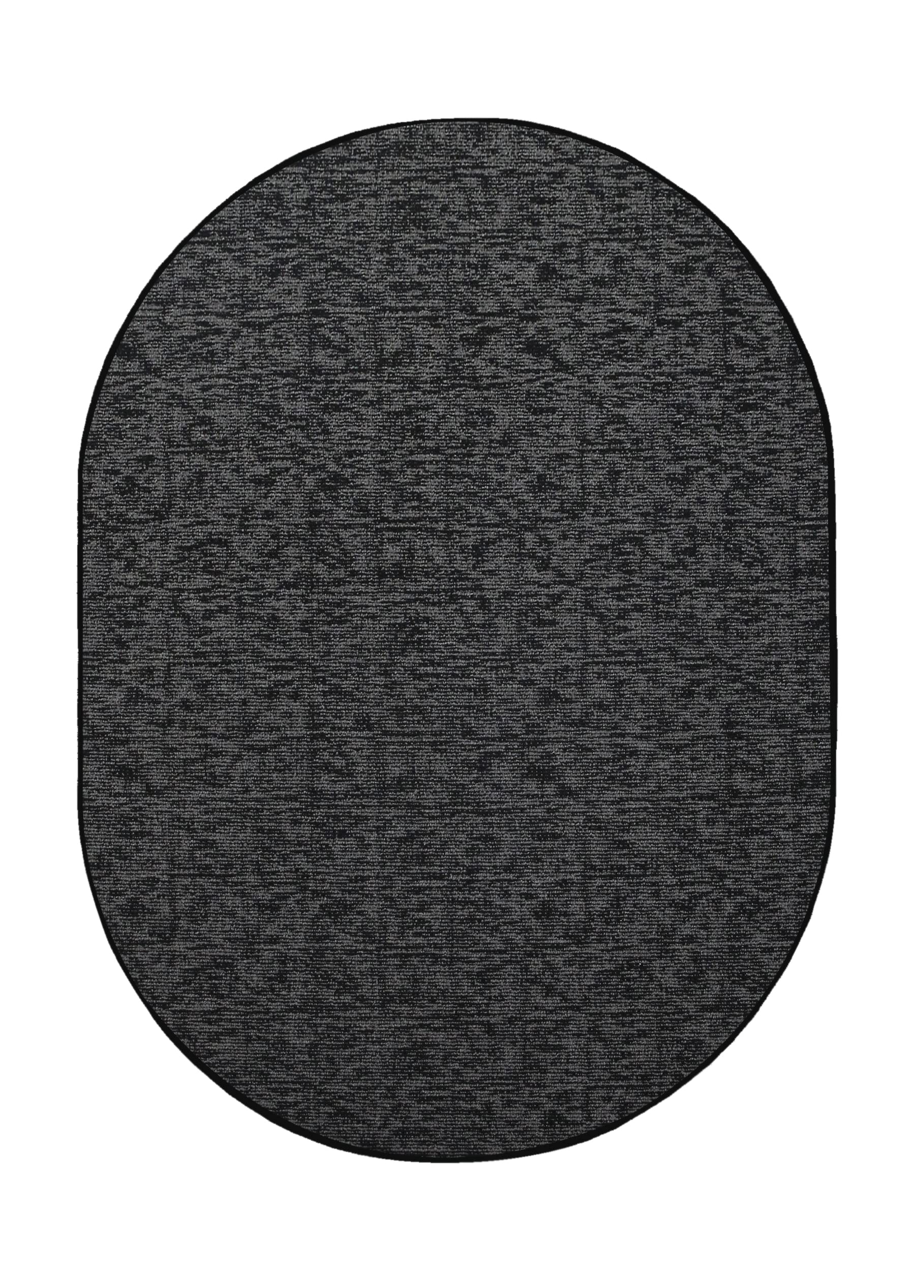 Custom Size Black 6' x 9' Oval Indoor Outdoor Area Rugs - Soft Ambient Carpet for Living Room, Patio, Bedroom & Deck