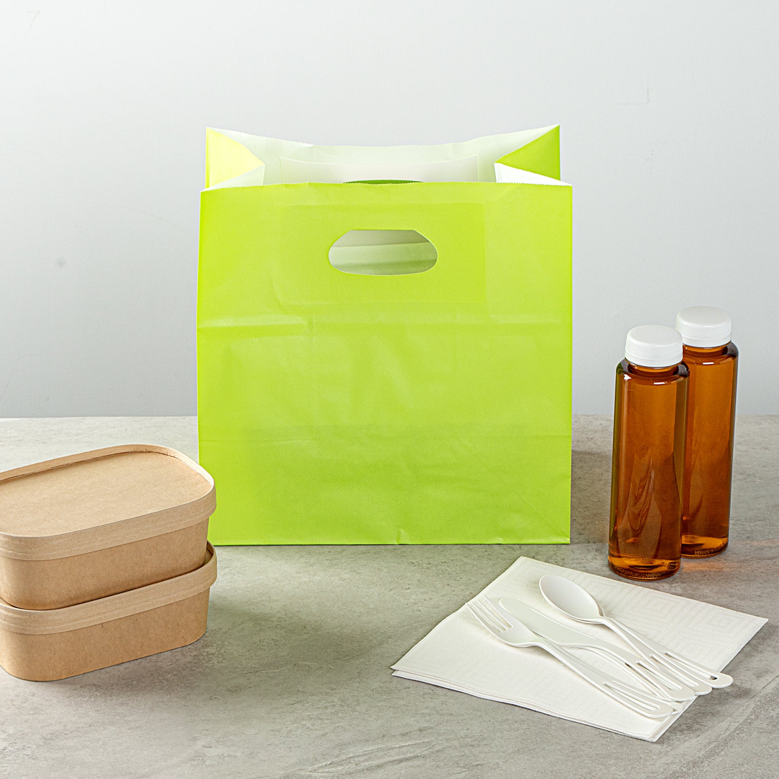 Eco-Friendly Rectangle Paper Take Out Bags with Handles - 11