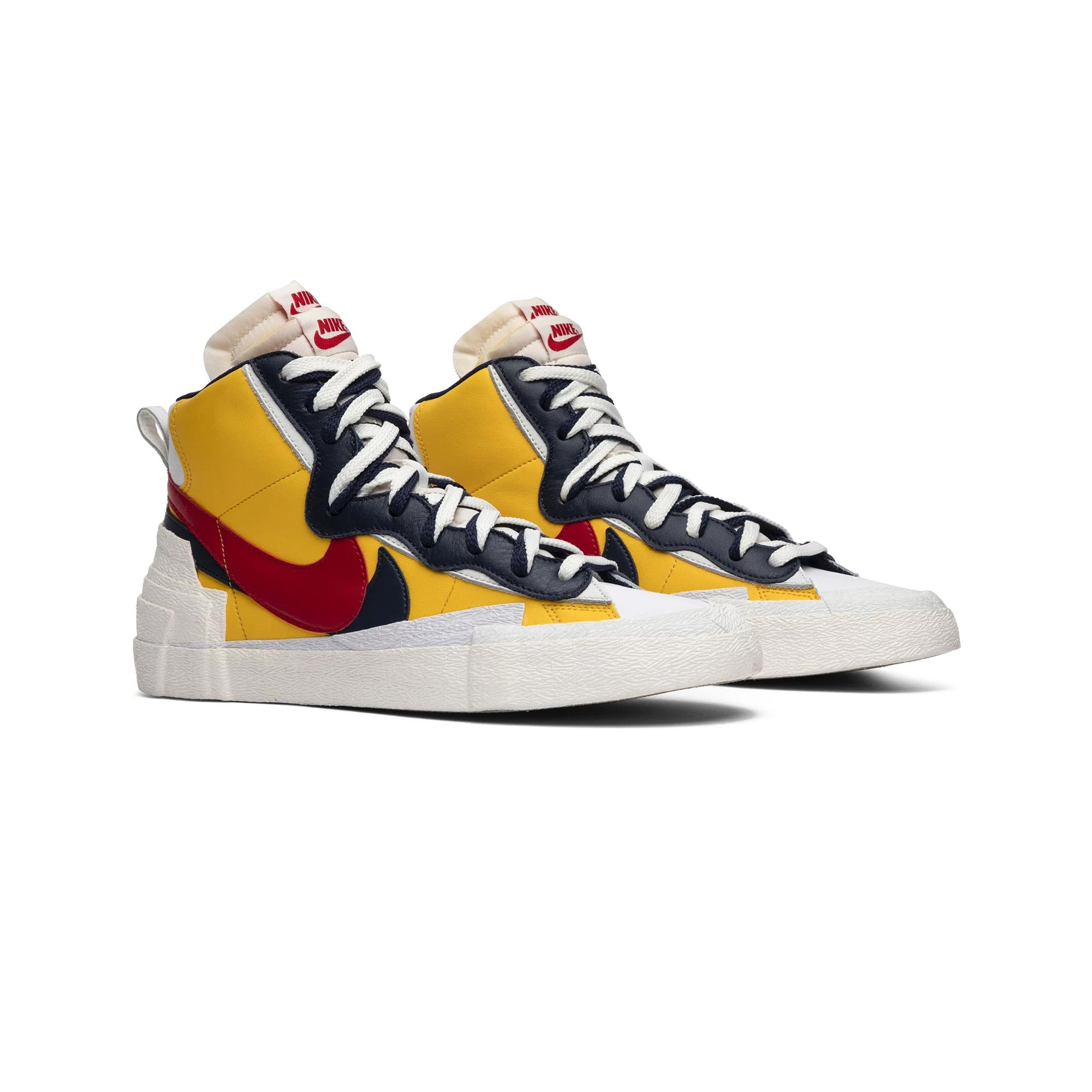 Sacai x Nike Blazer Mid Sneakers - Yellow & Blue Colorway | Unisex Retro Basketball Shoes for Men & Women | Streetwear, Casual Wear, Sneaker Collection