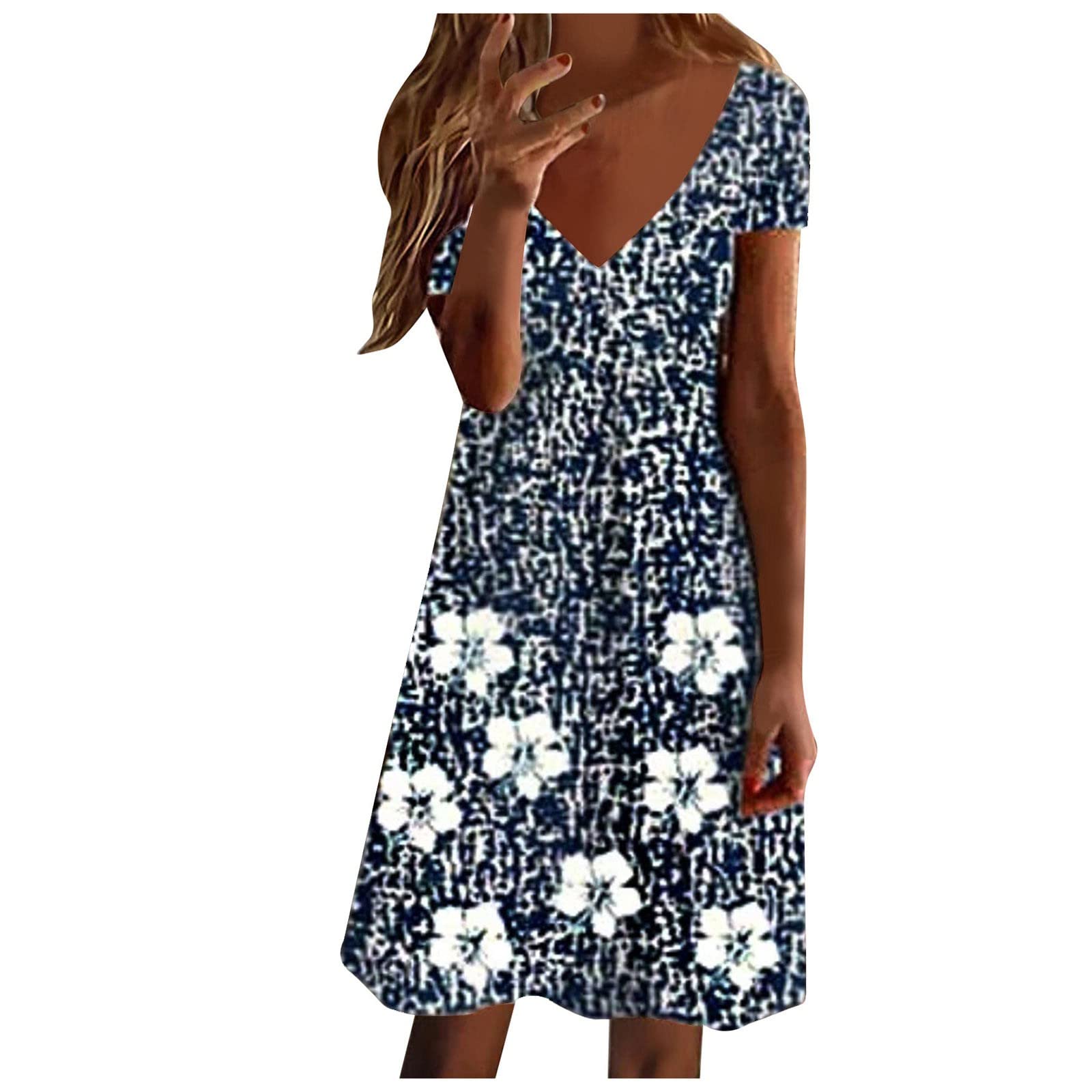 SERYU Women's Casual Loose Bohemian Floral Print Short Sleeve Maxi Dress - Perfect for Summer Beach Vacation, Music Festival & Boho Chic Outfits