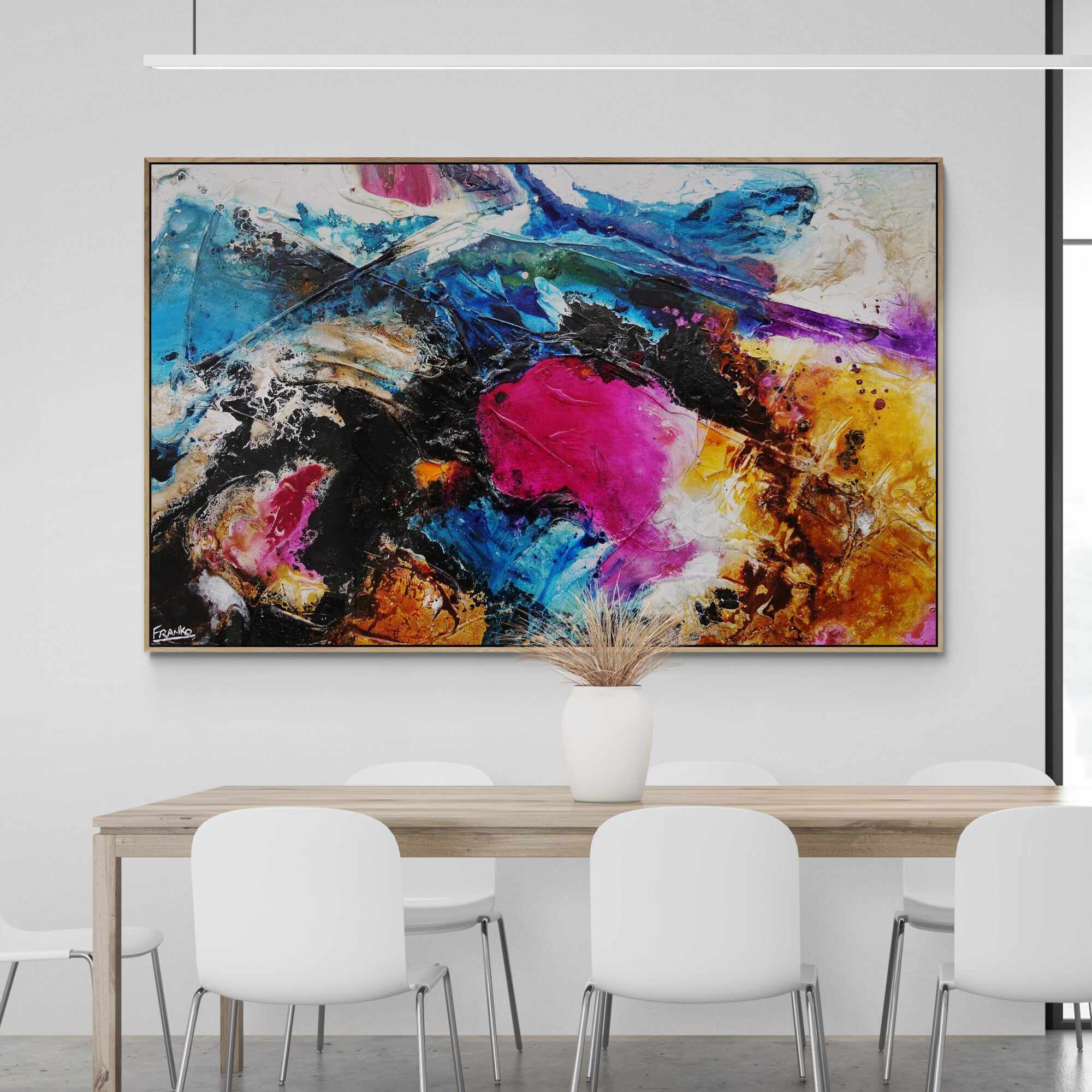 Red Violet Rush 160cm x 100cm Violet Magenta Black Textured Abstract Canvas Art - Modern Wall Decor for Living Room, Bedroom & Office