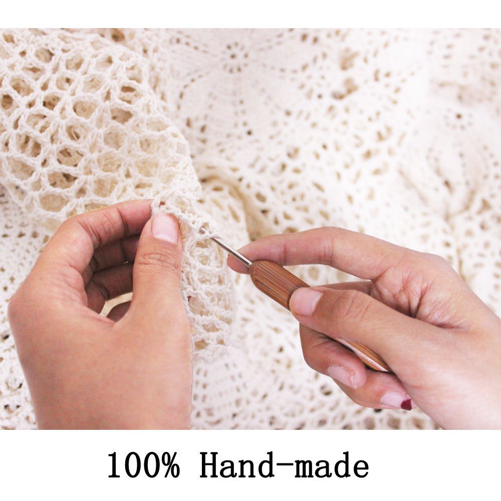 Handmade Cotton Crochet Lace Oval Table Runner - 14x36 Inch Dark Brown Decorative Table Cover for Dining, Coffee, Console, Dresser & TV Stand - Elegant Home Decor for Weddings & Special Occasions