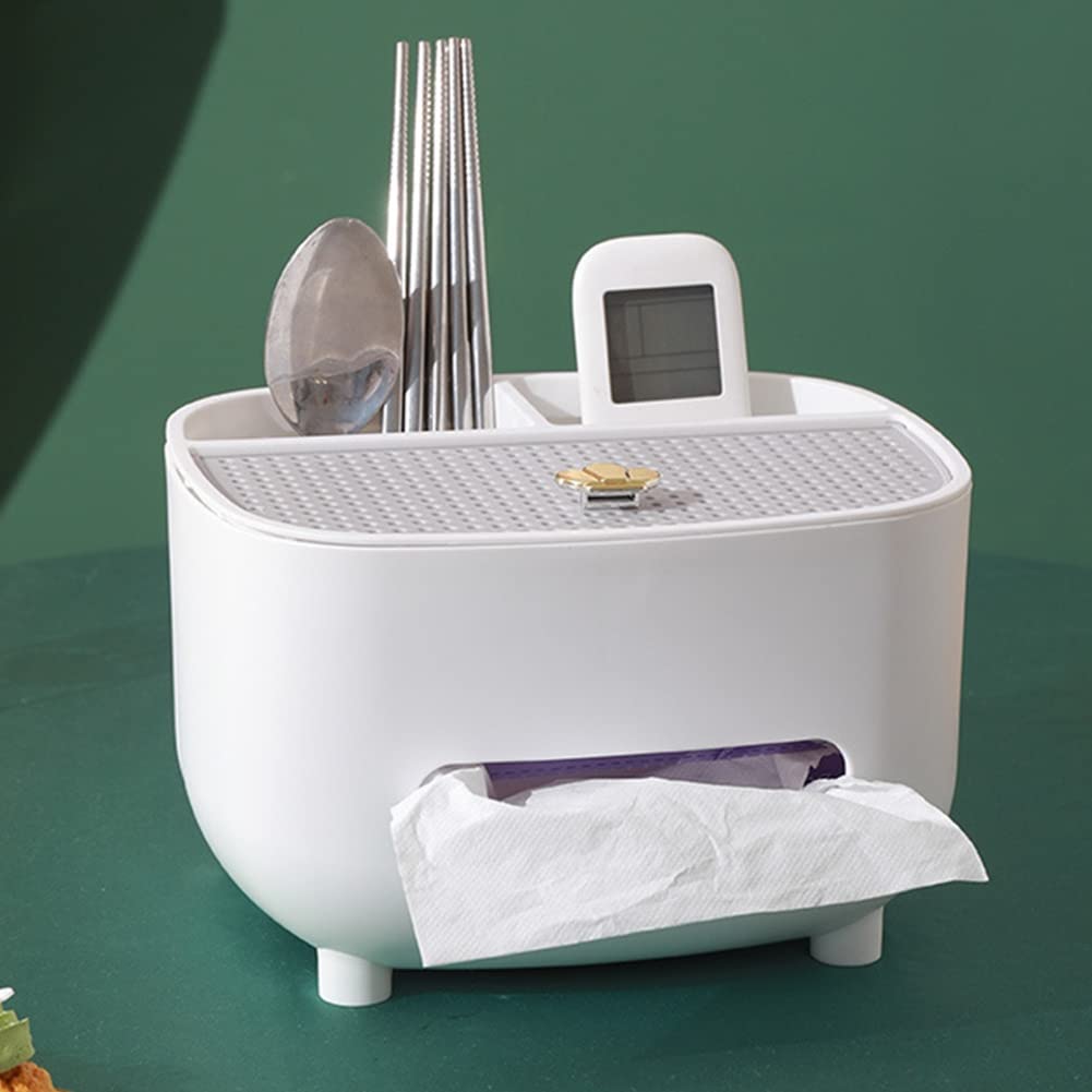 Ochine Multifunctional Tissue Box Cover with Storage - Napkin Holder, Remote Control Organizer & Stationery Caddy for Home, Office & Bathroom - Perfect for Desk Organization, Bathroom Essentials & Living Room Decor
