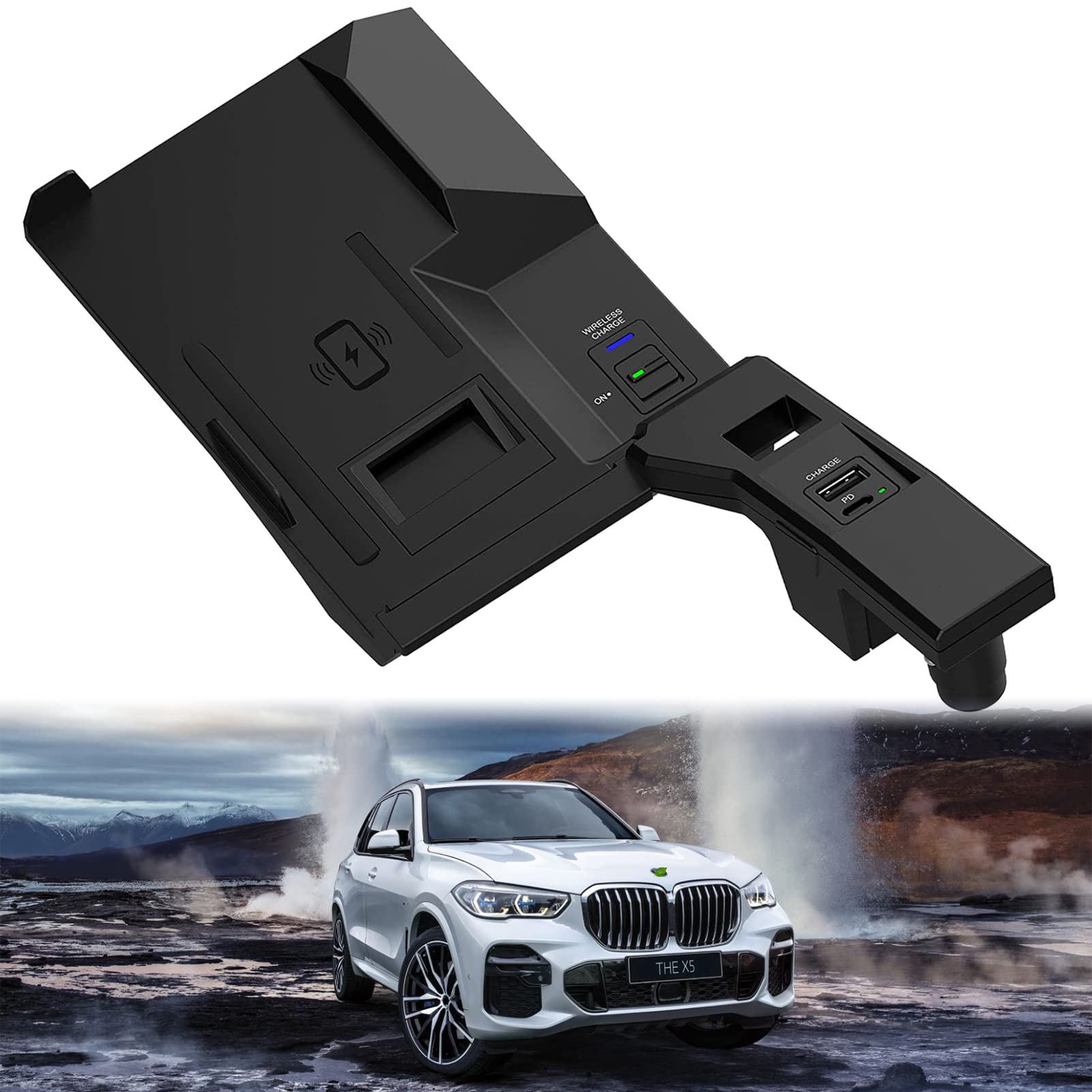 2022 Upgraded Wireless Car Charger for BMW X5 X6 X5M X6M (2019-2022) - Qi-Certified 15W Fast Charging Pad with QC 3.0 Technology, Compatible with iPhone & Samsung Galaxy Phones - Perfect for Road Trips & Daily Commutes