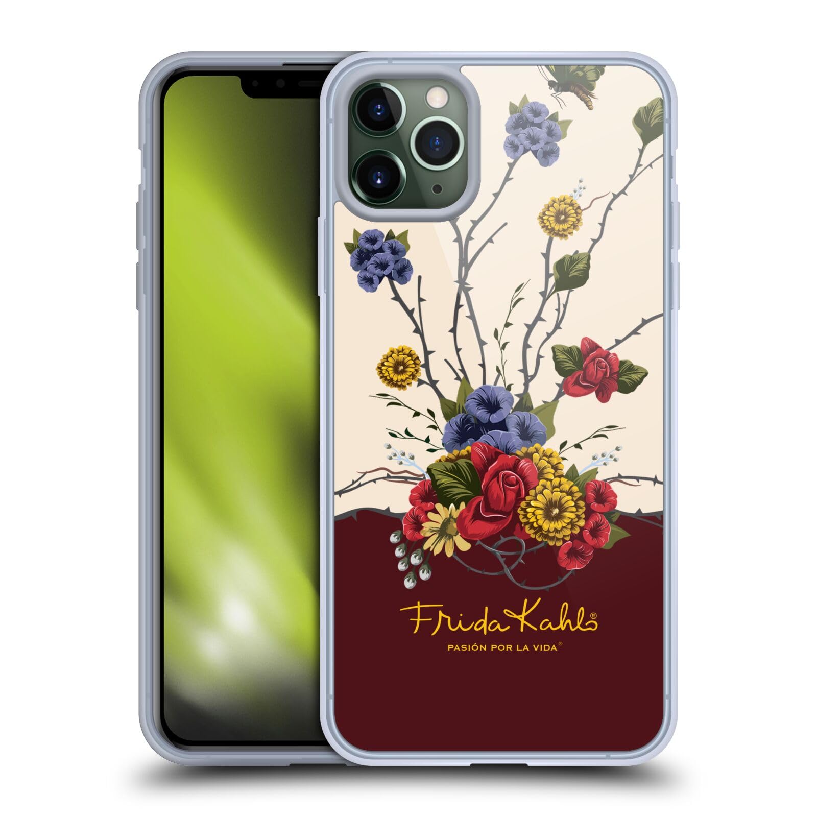 Officially Licensed Frida Kahlo Floral Soft Gel Phone Case - Compatible with iPhone 11 Pro Max - Vibrant Red Botanical Design - Protective Shockproof Cover for Women & Art Lovers - Perfect Gift for Birthdays, Holidays & Everyday Use