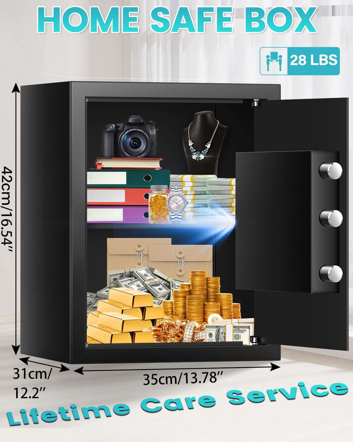 2.6 Cuft Fireproof Waterproof Digital Safe Box with Programmable Keypad & Smart Alert - Secure Business Money, Jewelry, Valuables - Ideal for Home, Office & Small Business Security