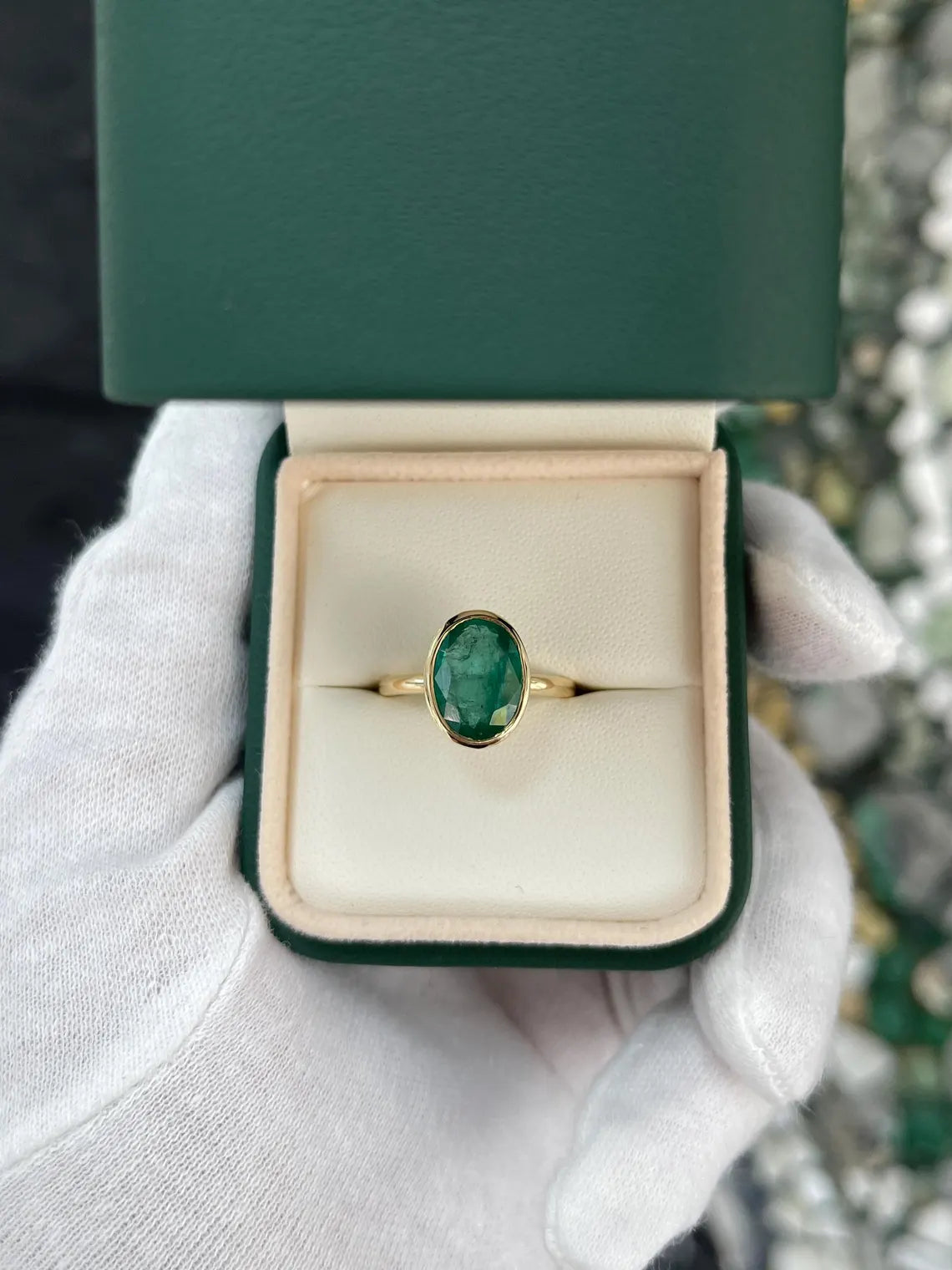 3.21ct Dark Green Oval Emerald Solitaire Ring - Elegant Statement Jewelry for Engagement, Wedding & Special Occasions