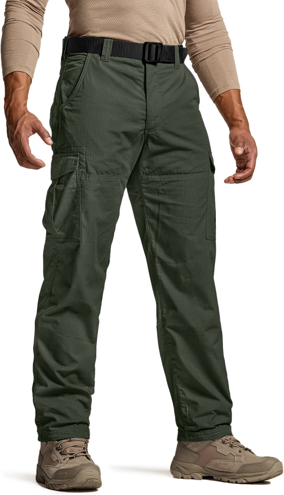 CQR Men's Winter Tactical Pants - Fleece Lined Outdoor Cargo Pants for Snow Skiing & Hiking | Waterproof Cold Weather Work Pants for Hunting, Camping and Winter Sports