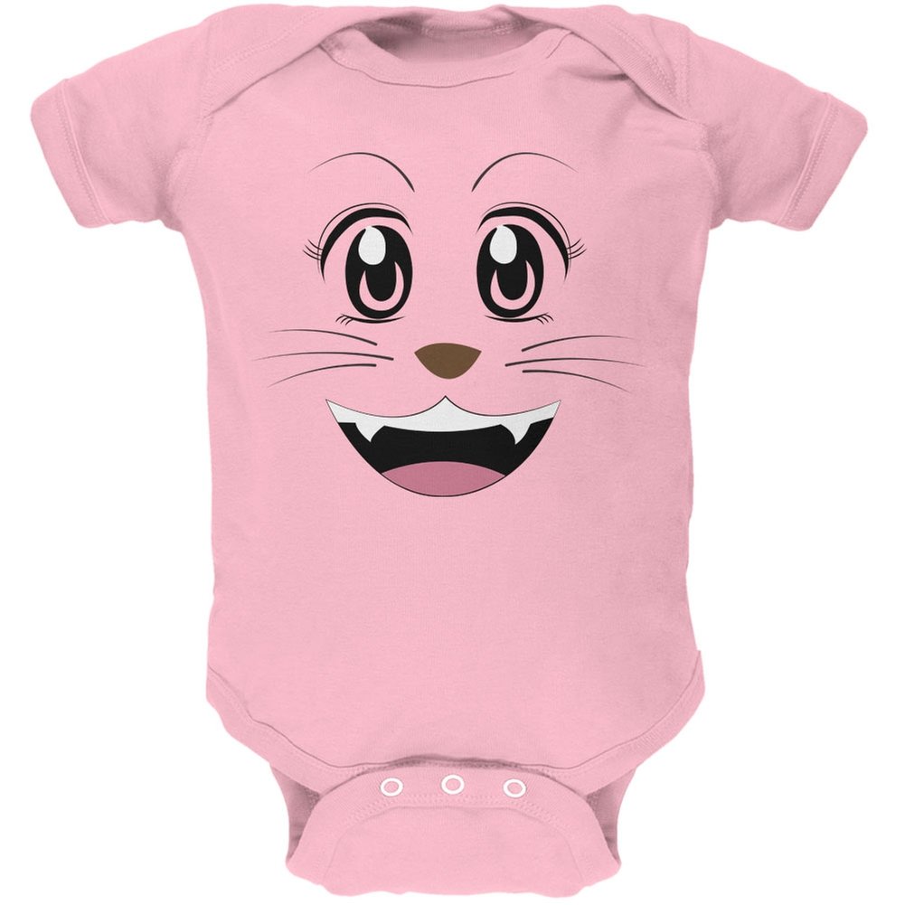 Anime Cat Face Neko Light Pink Soft Baby One Piece - Cute Kawaii Cosplay Pajamas for Girls & Women | Perfect for Sleepovers, Anime Conventions & Loungewear