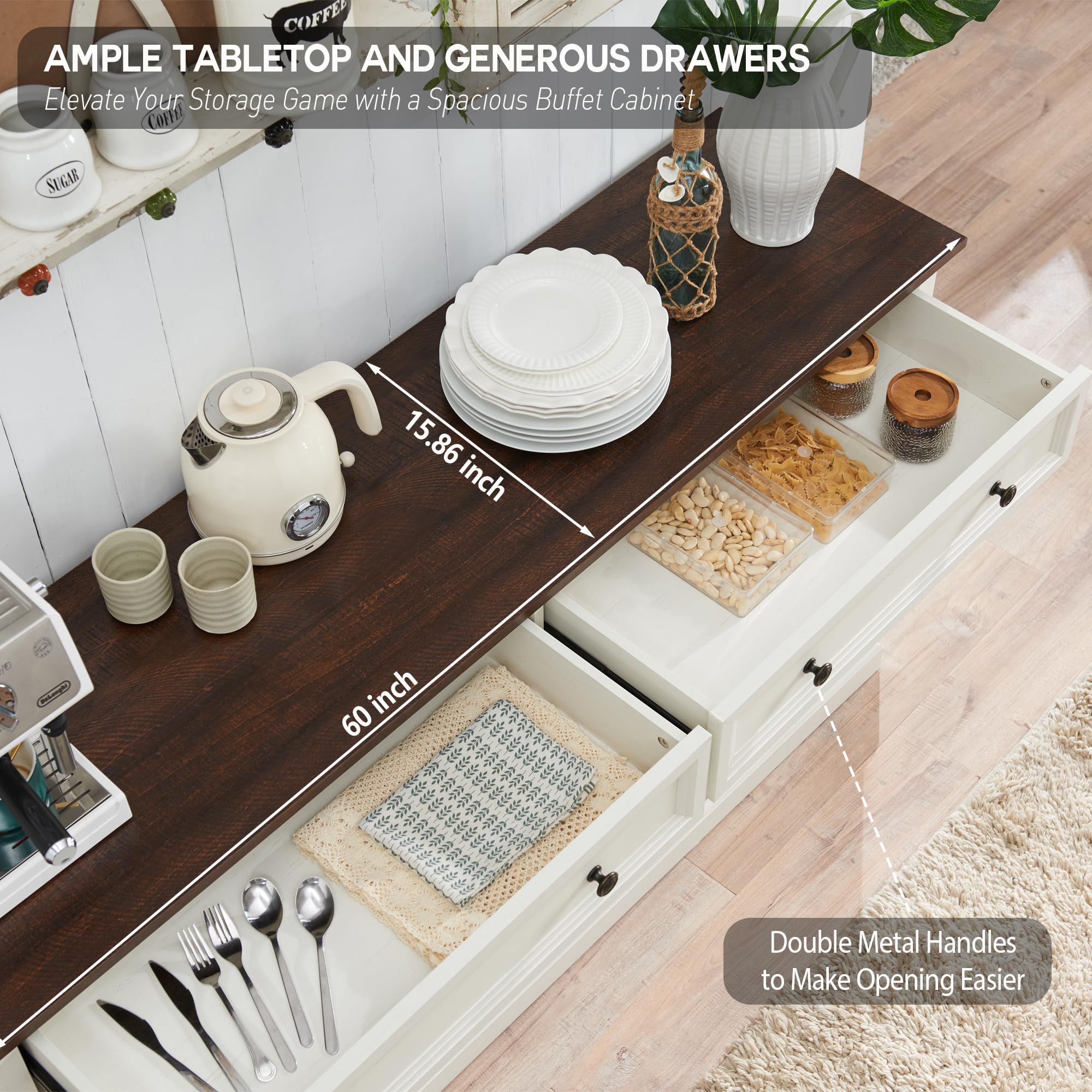 Rustic Farmhouse Buffet Cabinet - 60