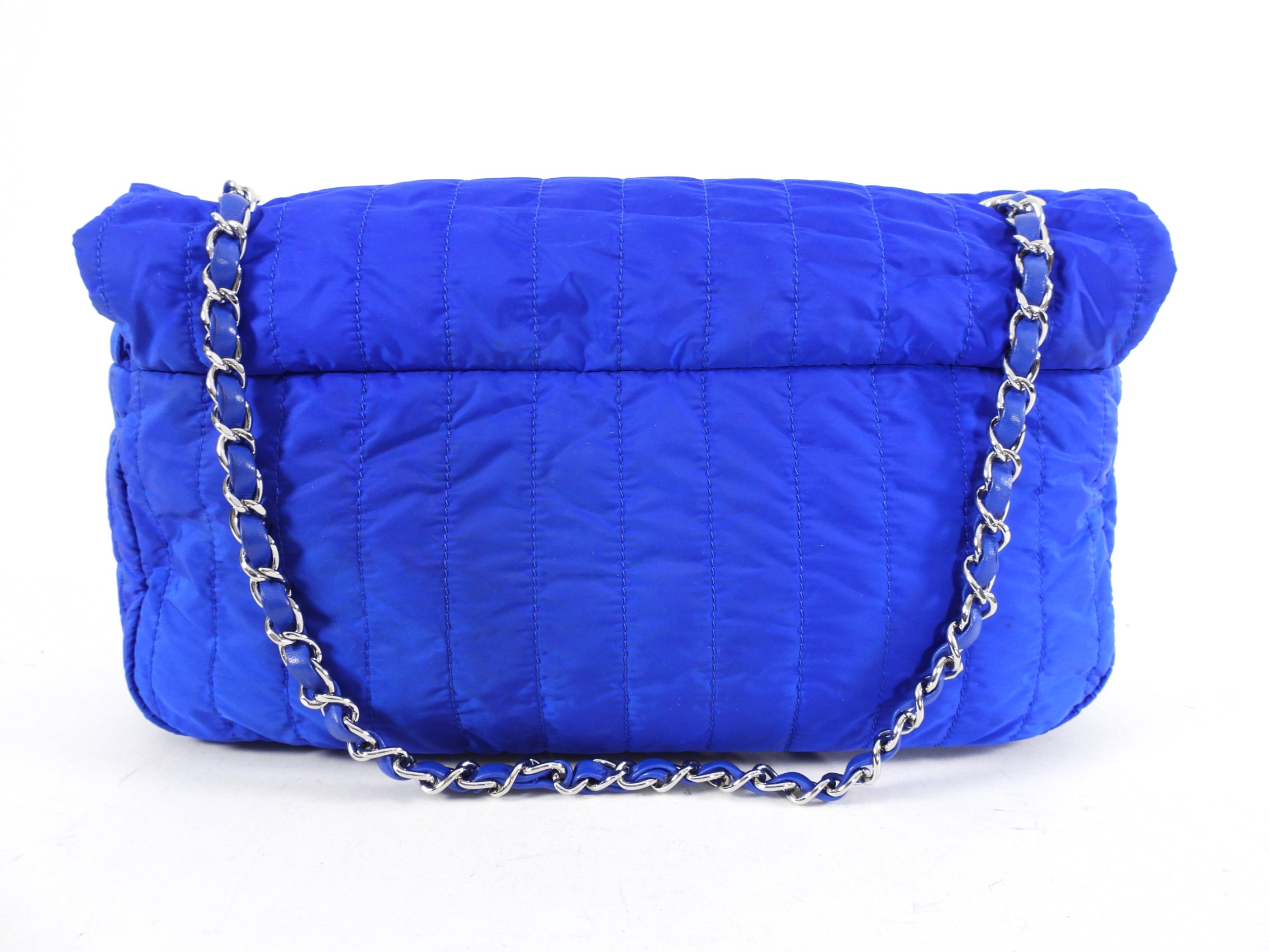 Chanel 12P Cobalt Blue Nylon Flap Bag with Pouch - Luxury Designer Shoulder Bag for Women | Perfect for Evening Parties, Date Nights & Special Occasions